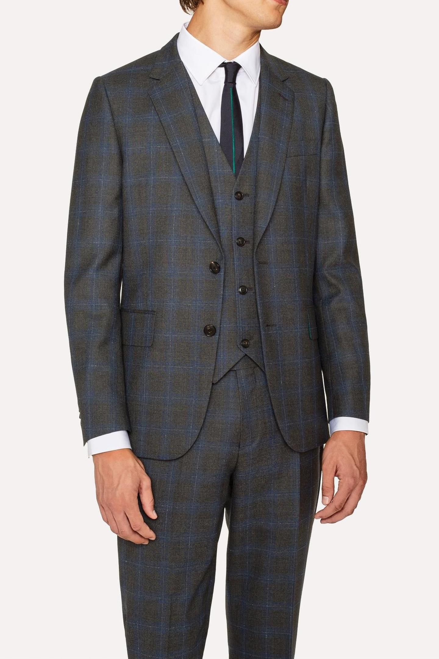 GENTS TAILORED FIT 3PCE 2 BUTTON SUIT GREY MELANGE 1