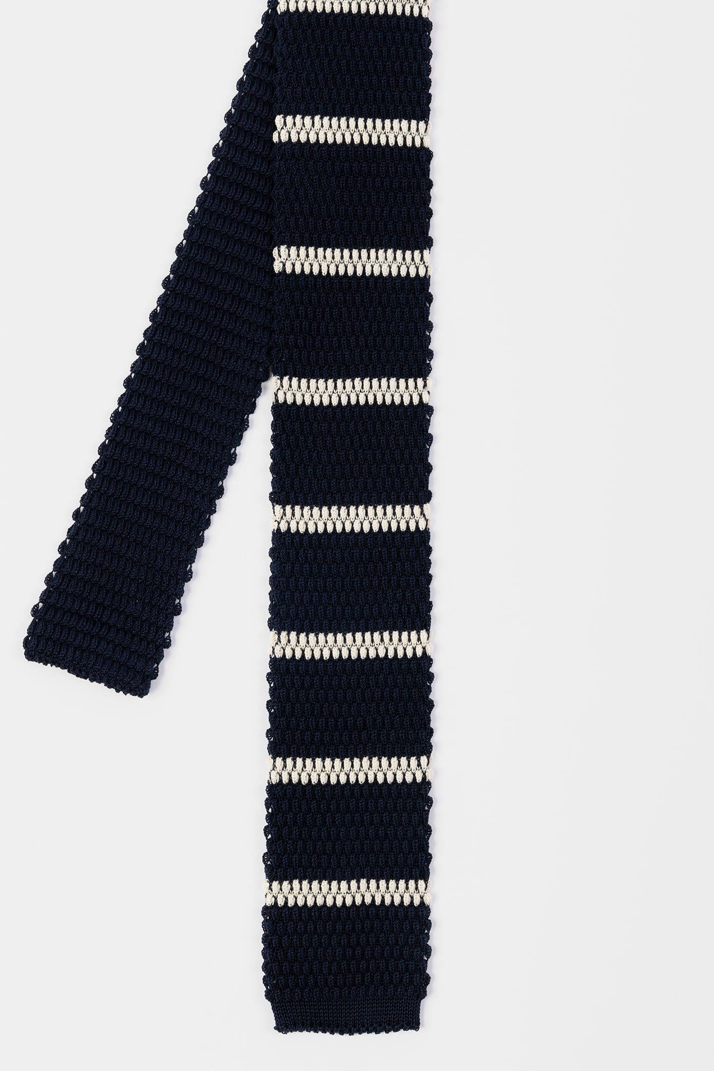MEN TIE KNIT TWO COL STRP NAVY 1