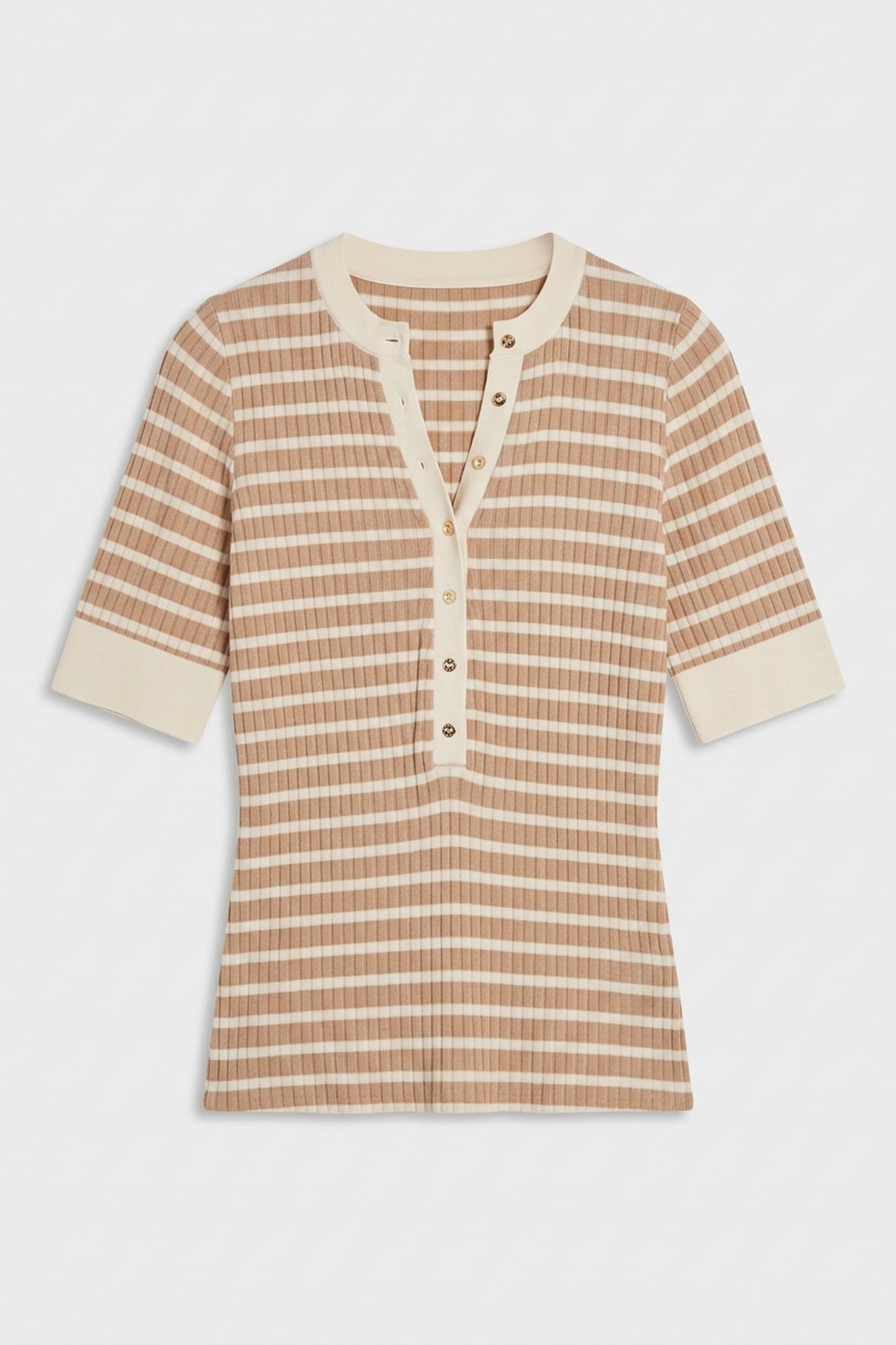 3/4 SL SERAFINO STRI BEIGE AND OFF WHITE 4
