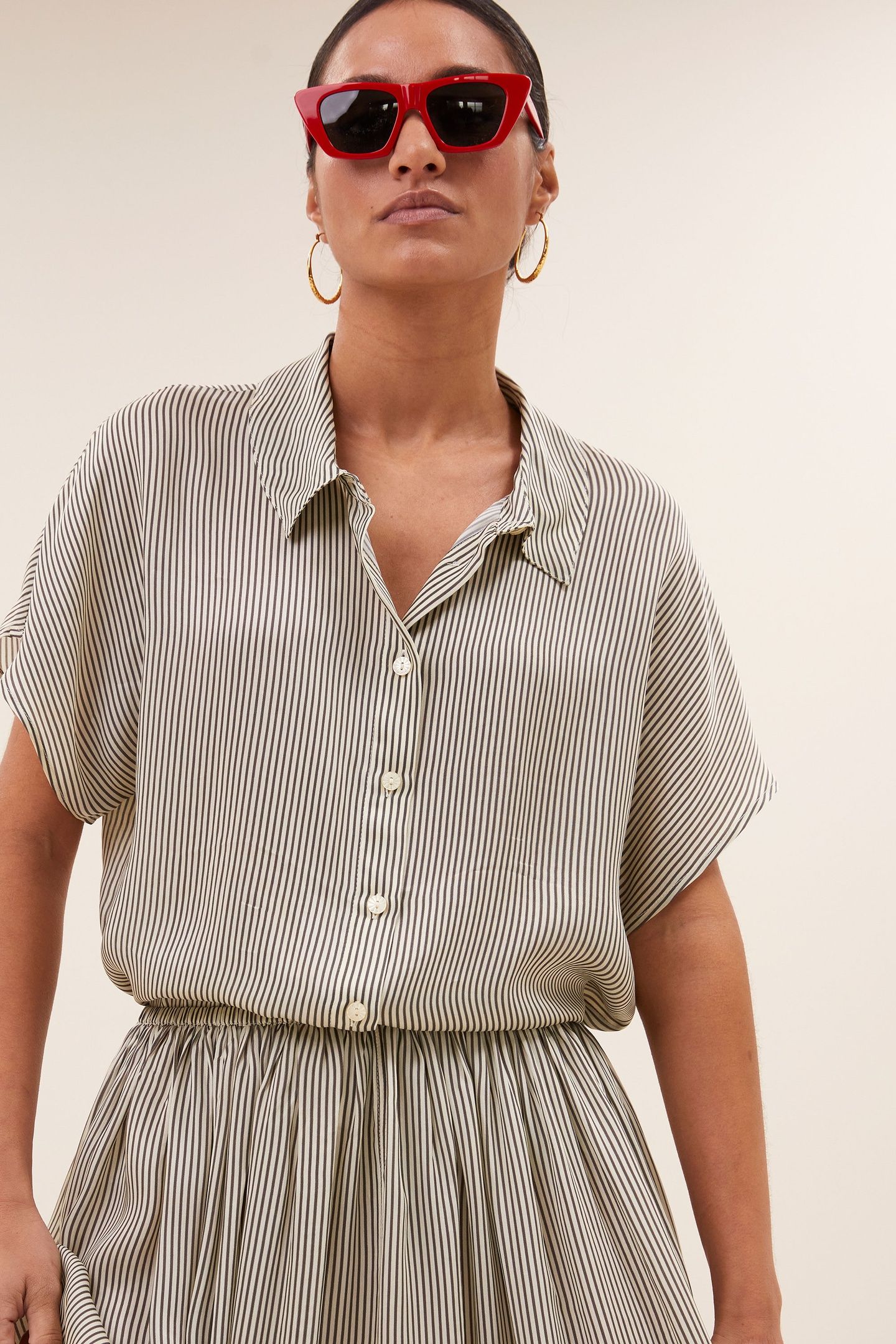 REVA VISCOSE STRIPE SKIRT GRAPHITE STRIPE PRINT 3