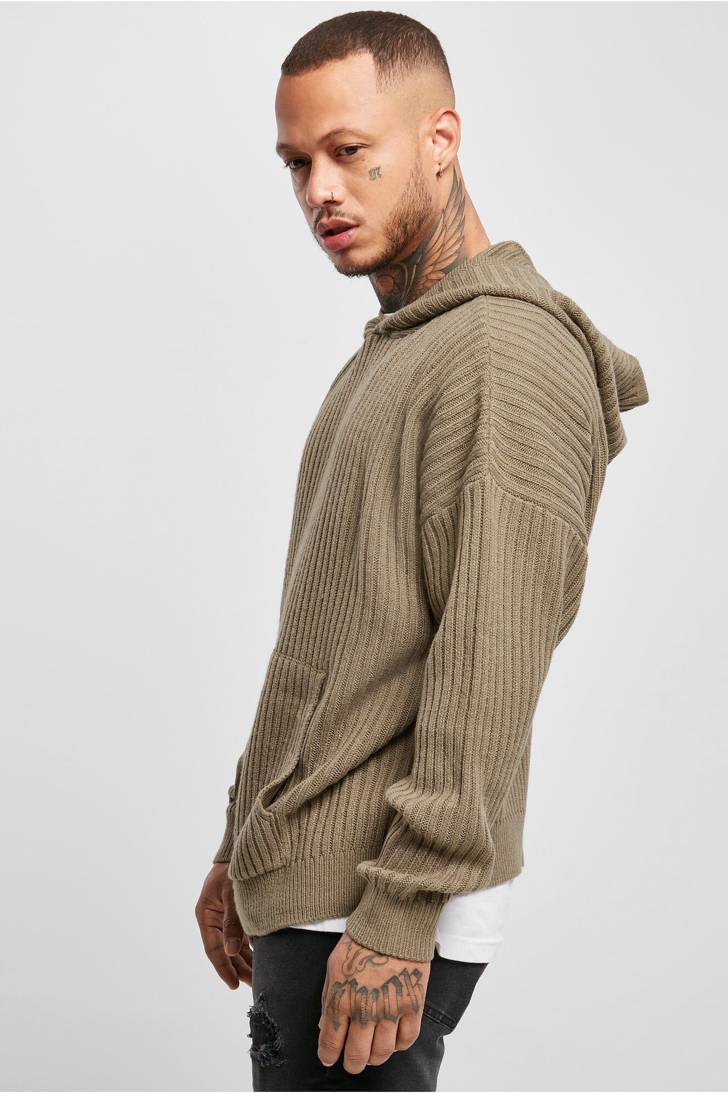 KNITTED HOODY DARKKHAKI 3
