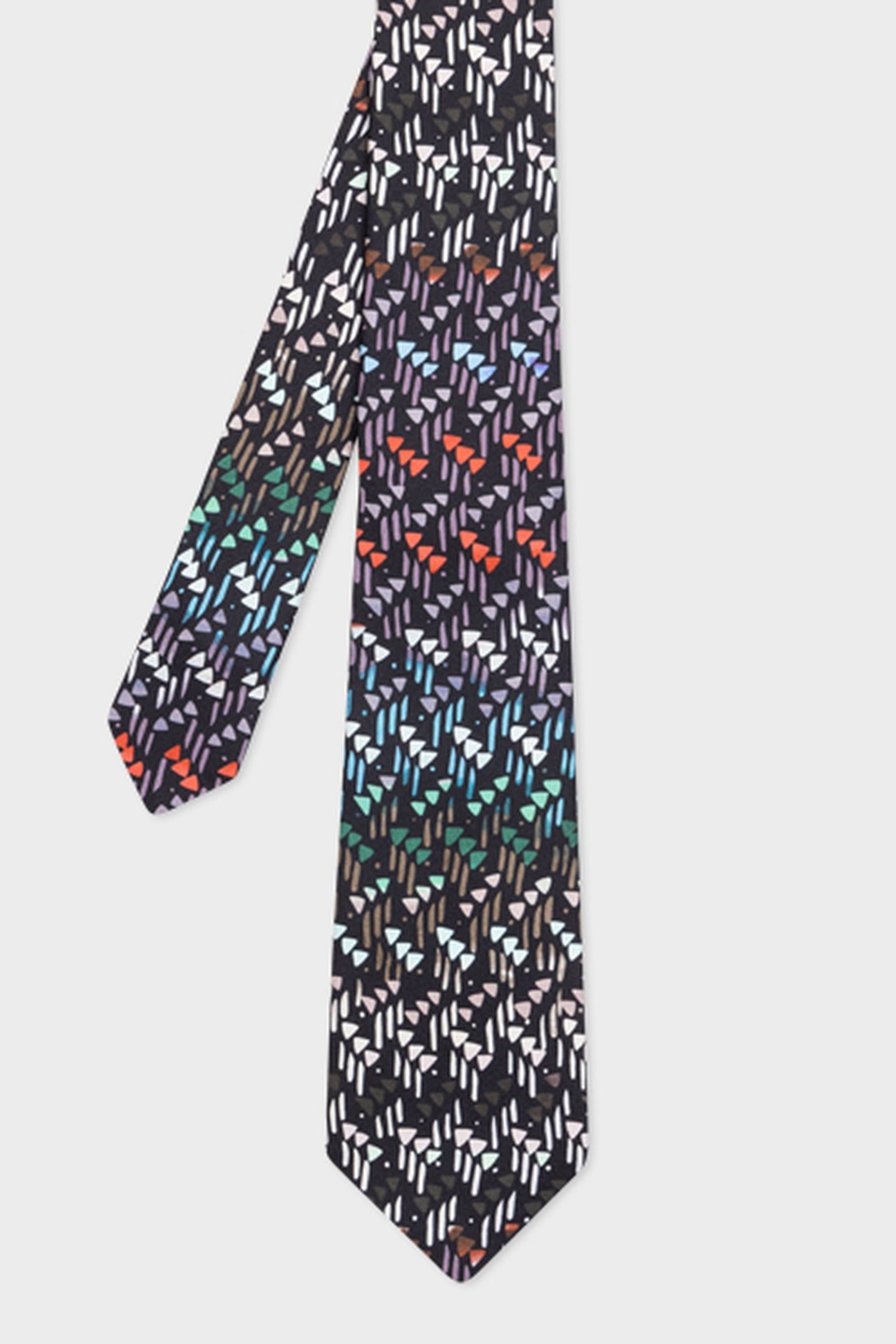 MEN TIE PAINTED GEOMETRIC VERY DARK NAVY 3