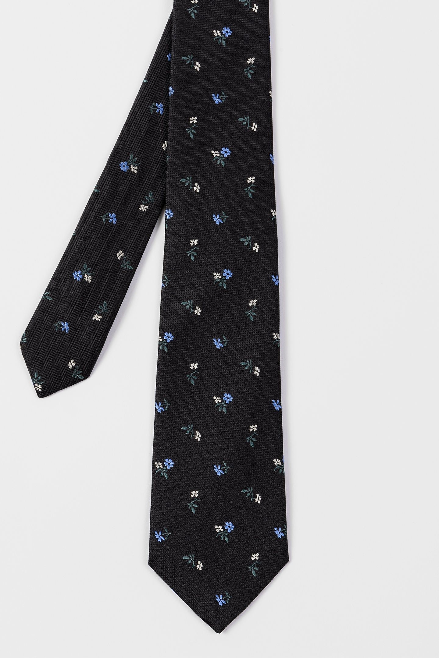 MEN TIE MINI FLOWERS BLACK 3