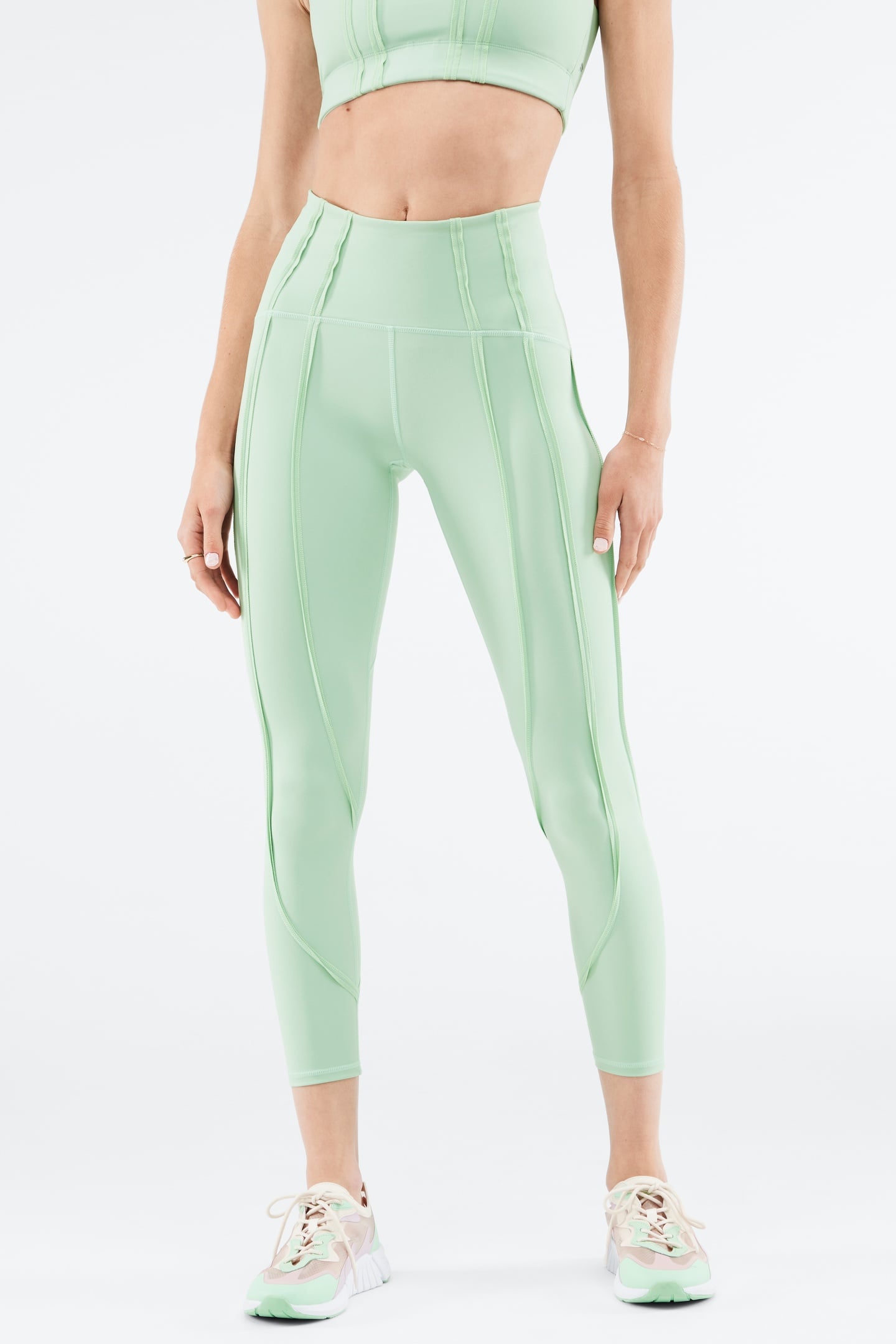 HIGH-WAISTED ULTRALUXE CONTOUR 7/8 DUSTY TEAL/ALOE 1