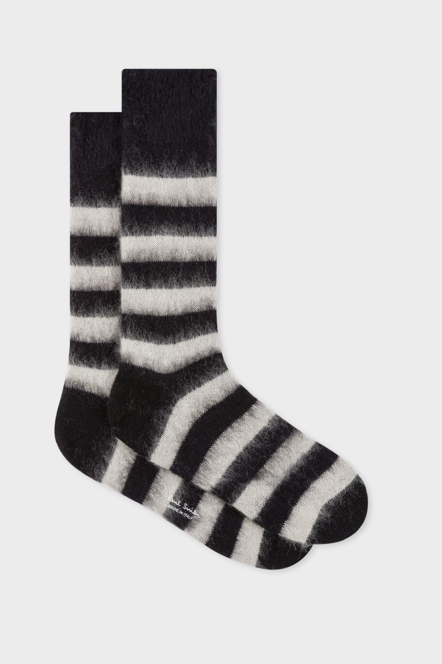 MEN SOCK MOHAIR STRIPE BLACK 3