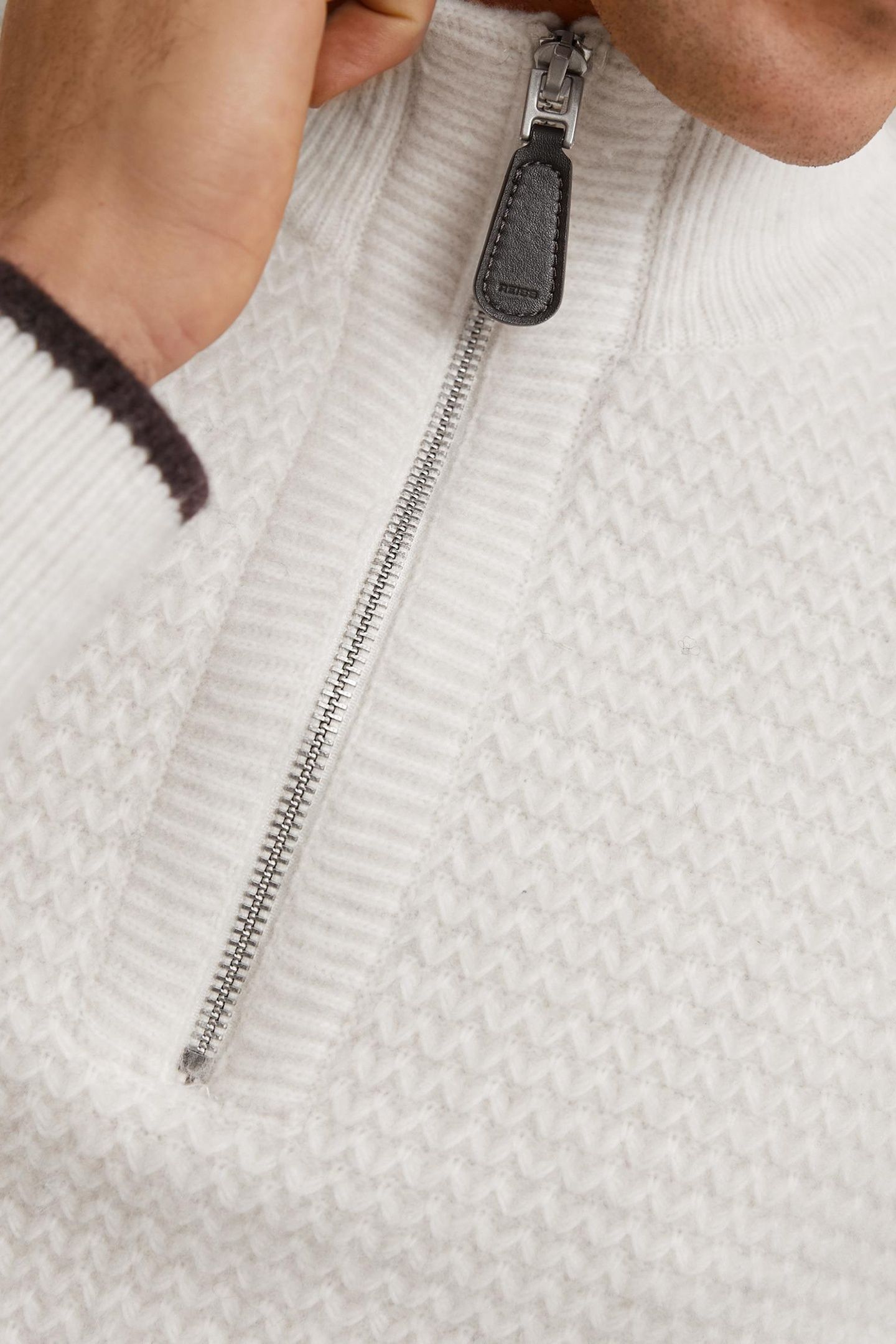 LS HALF ZIP BRUSHED RIBBED JUMPER WINTER WHITE 7