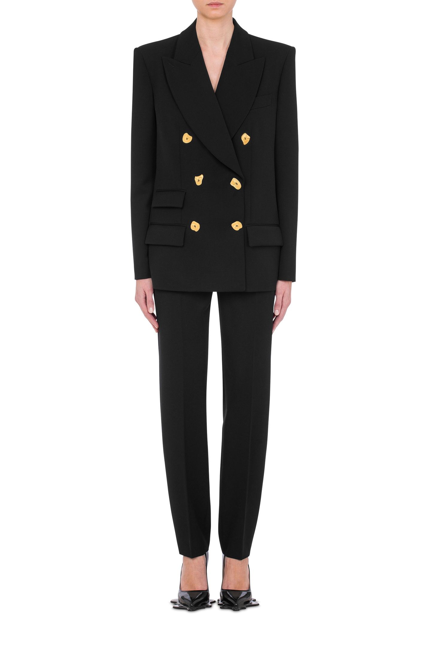 MORPHED BUTTONS WOOL GABARDINE JACKET BLACK 1