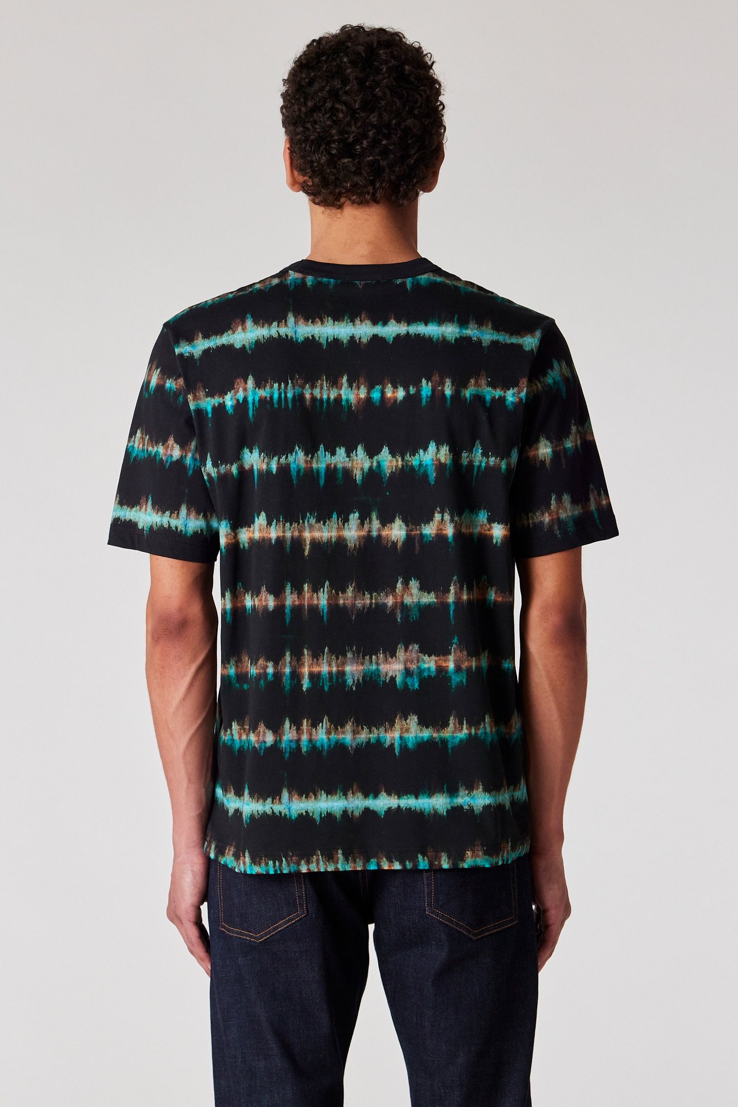 MENS REG FIT SS T SHIRT SHIBORI STRIPE BLACK 3