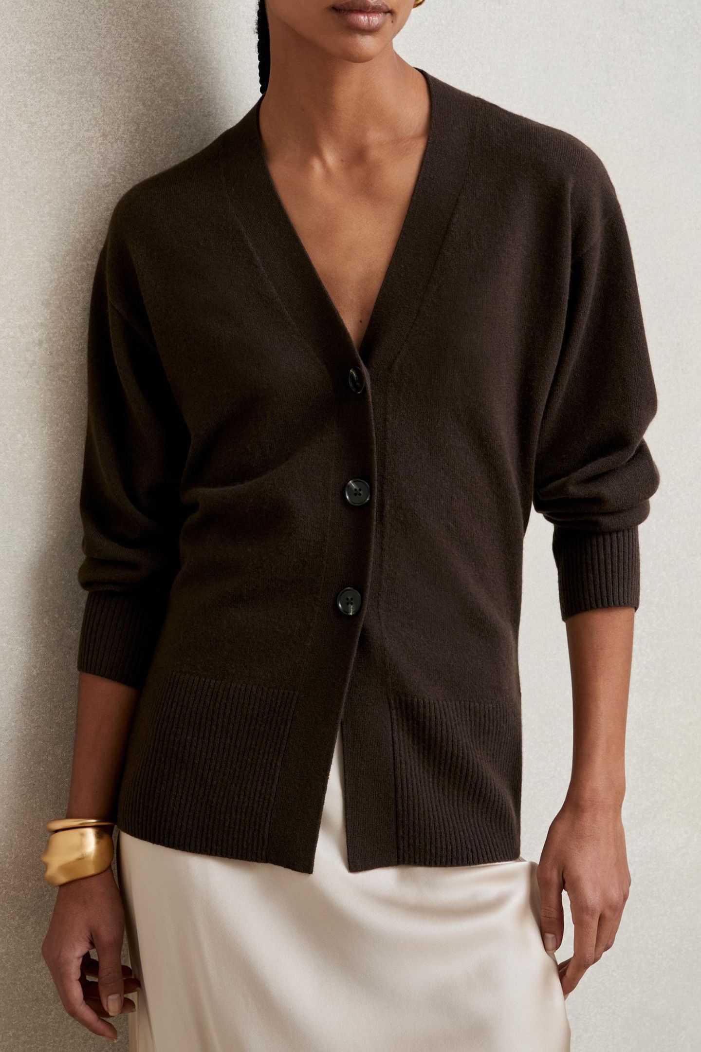 FITTED WAIST CARDIGAN CHOCOLATE 1