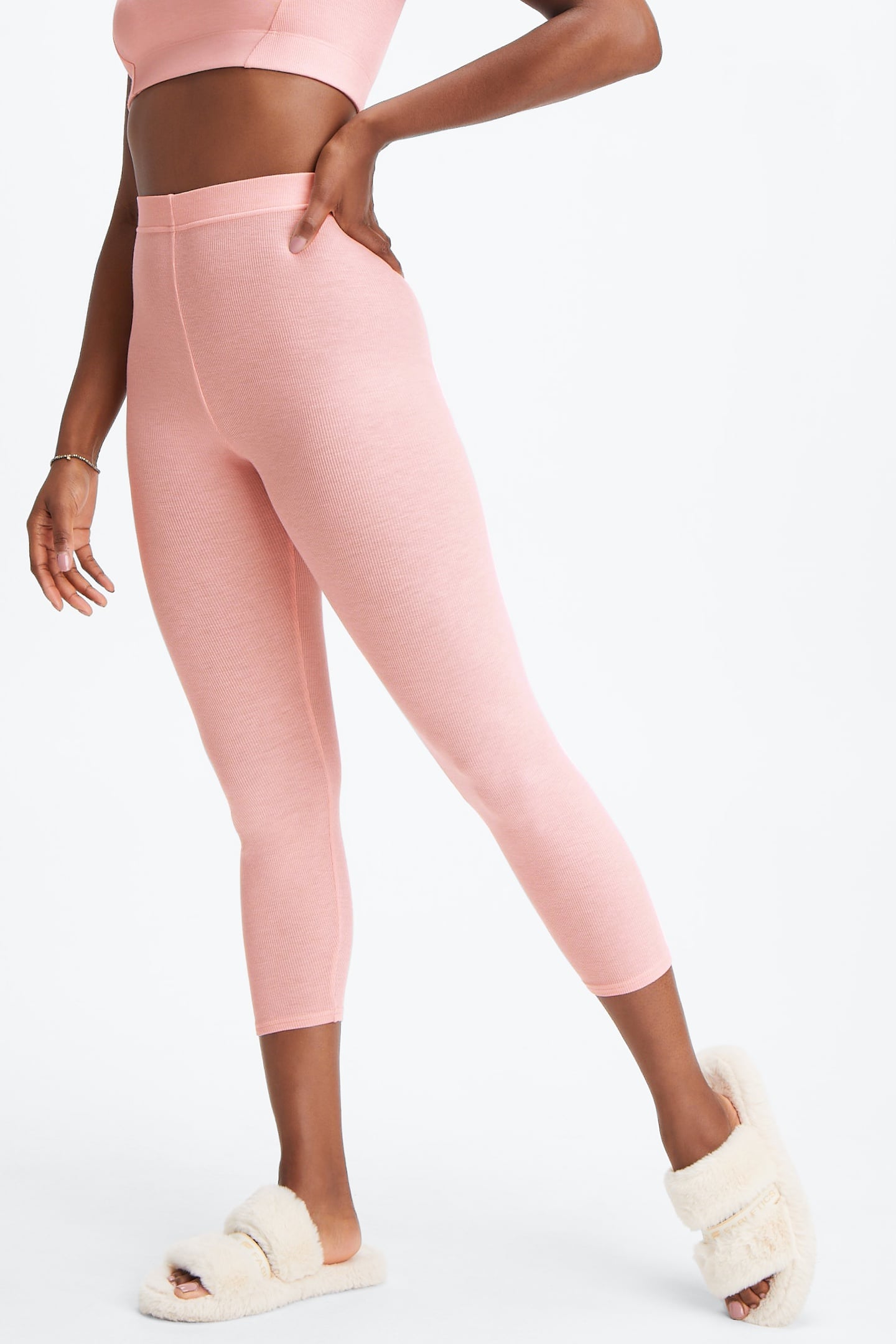 RESTOREKNIT HIGH-WAISTED 7/8 LEGGING PINK DUST HEATHER 1