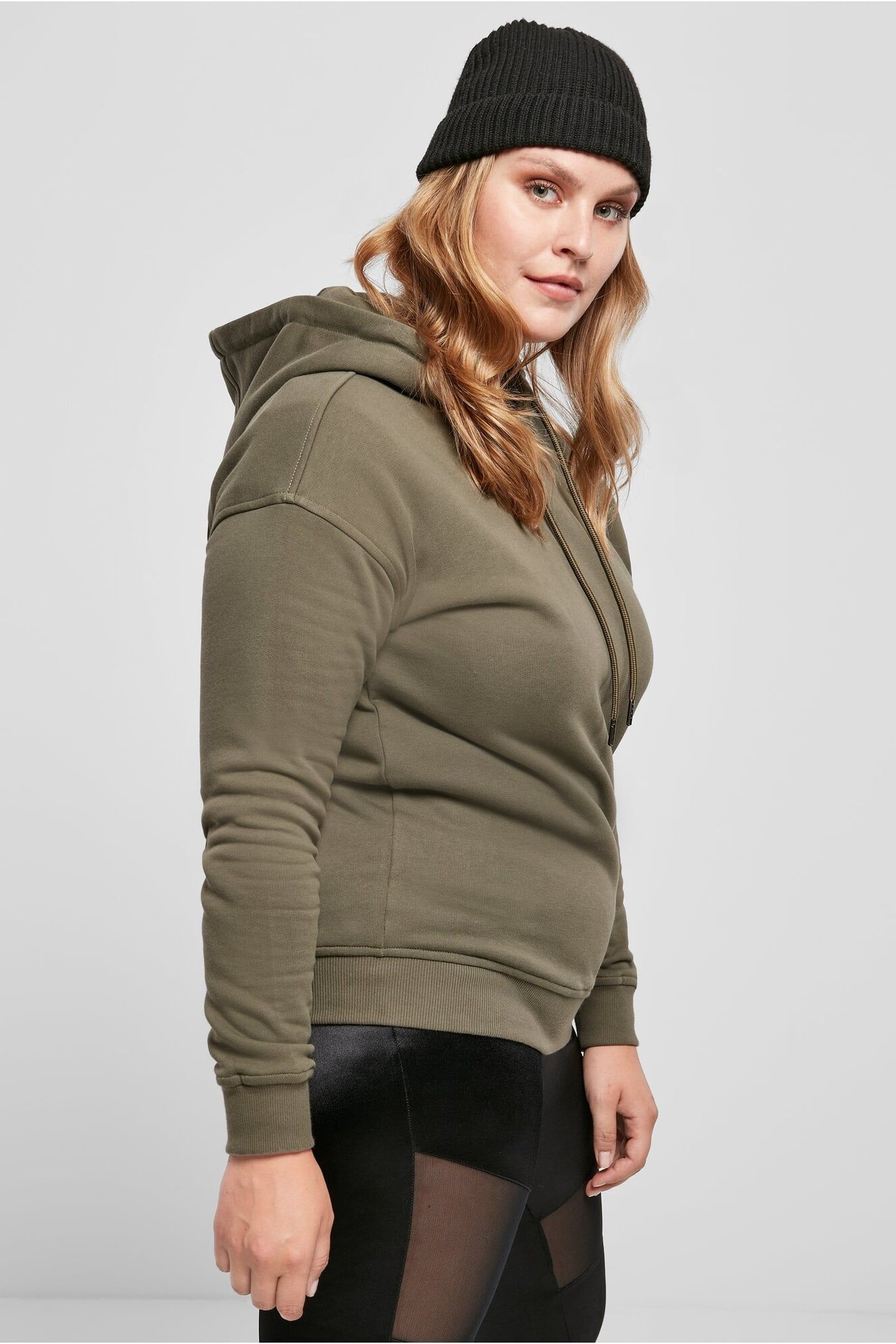 LADIES ESSENTIALS HOODY OLIVE 1