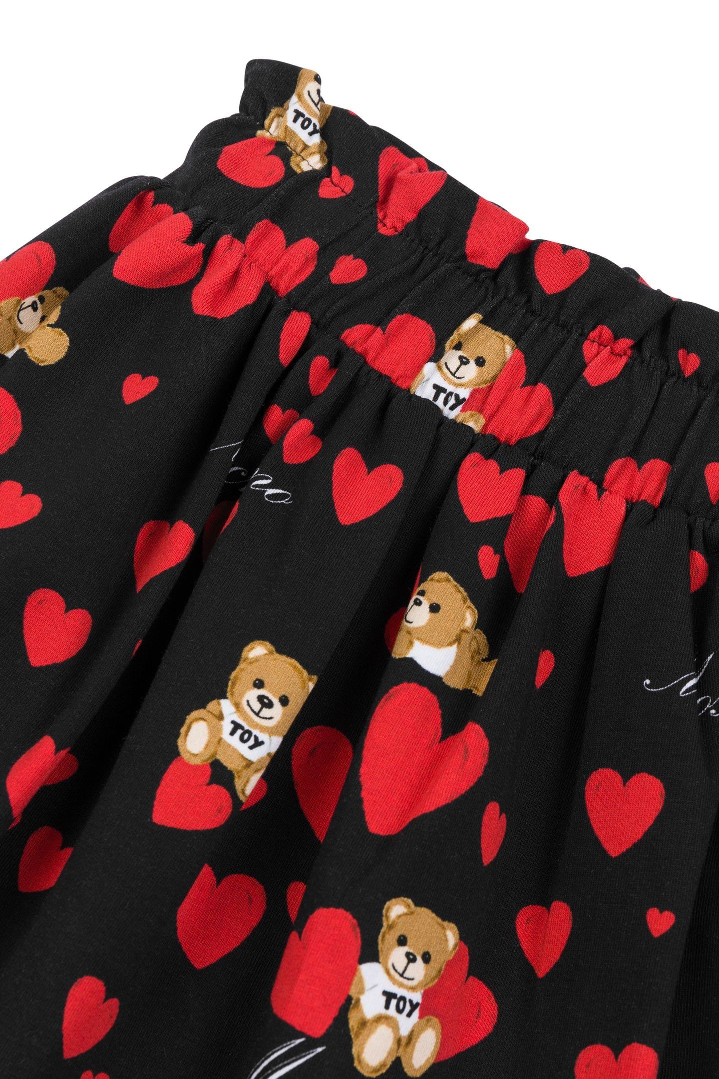 GIRL'S ALLOVER TEDDY HEARTS FLEECE SKIRT BLACK 3
