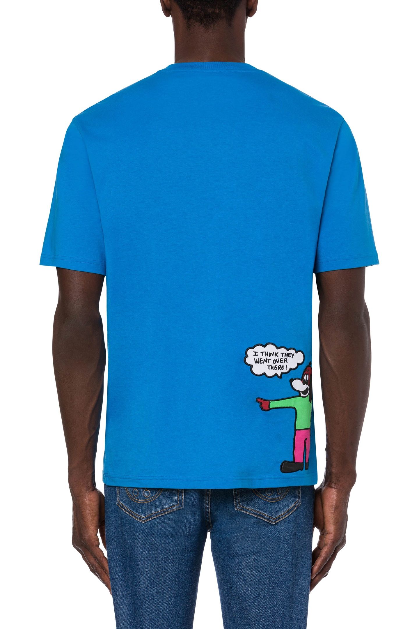 MOSCHINO COMICS CHARACTERS ORGANIC JERSEY T-SHIRT BLUE 2