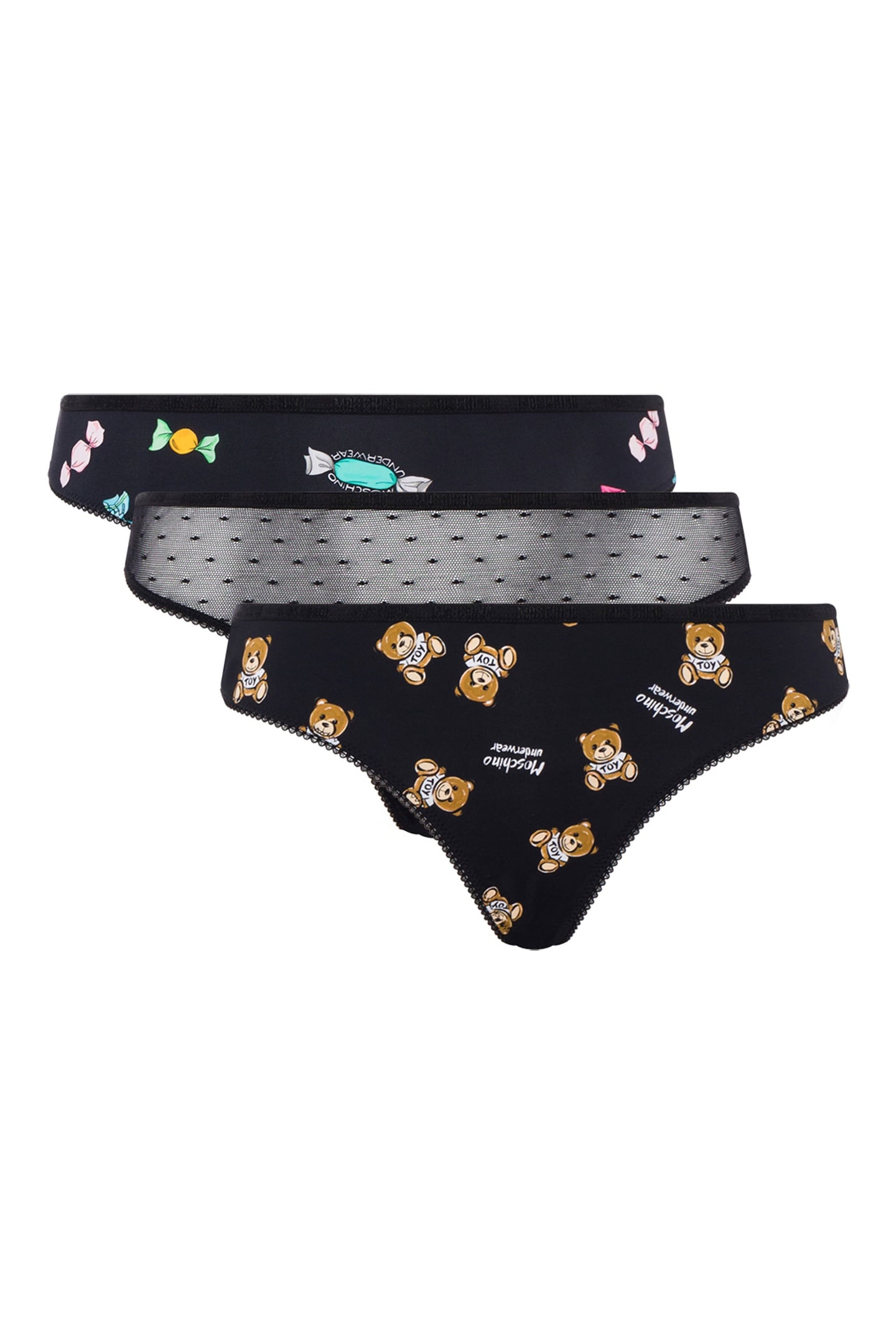 SET OF 3 PATTERNED BRIEFS BLACK 1