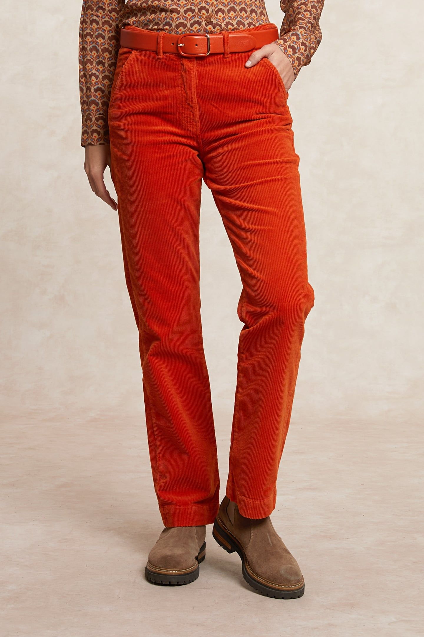 CORDUROY PANTS HIGH WAIST ORANGE 3