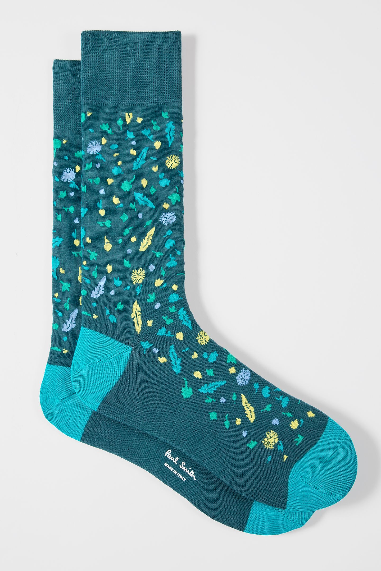 MEN SOCK QUINTO FLORAL PETROL GREEN 2