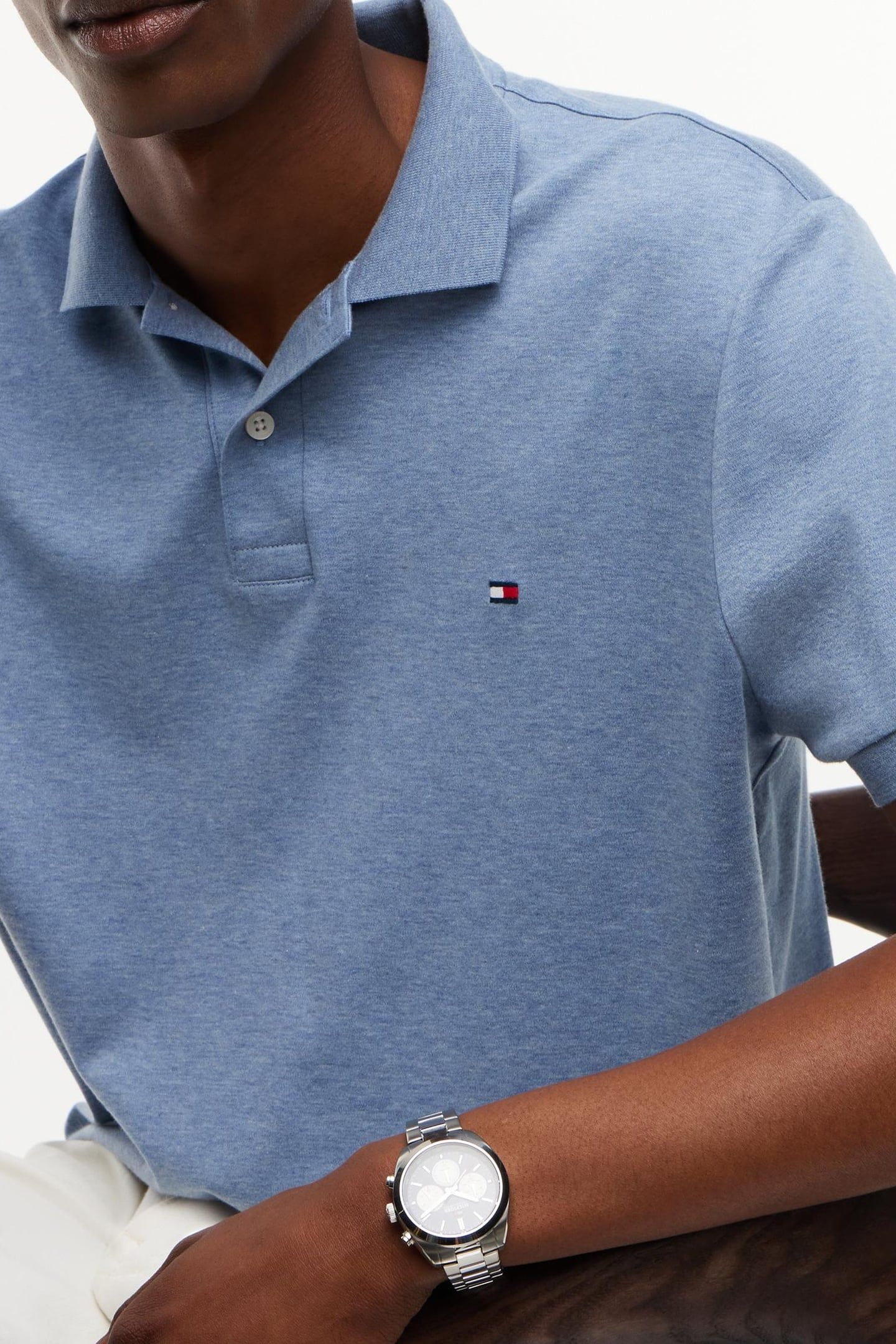 LIQUID COTTON REGULAR POLO HEATHERED BLUE 5