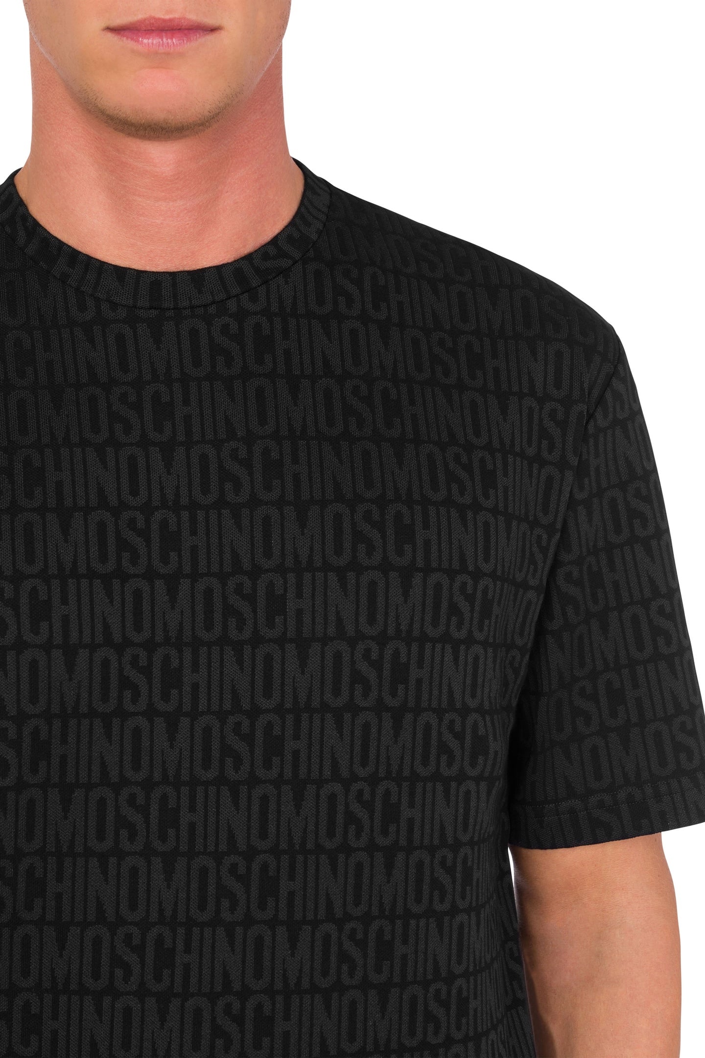 T-SHIRT IN JERSEY JACQUARD ALLOVER LOGO BLACK 4