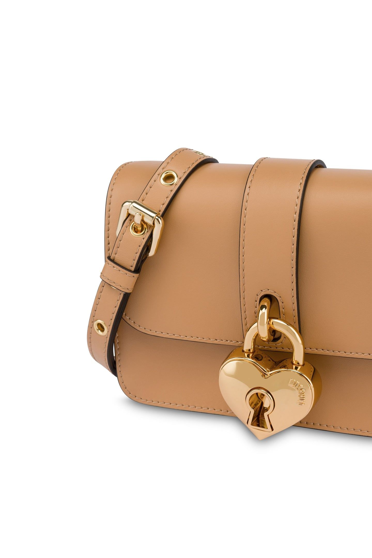 HEART LOCK CALFSKIN SHOULDER BAG BEIGE 4