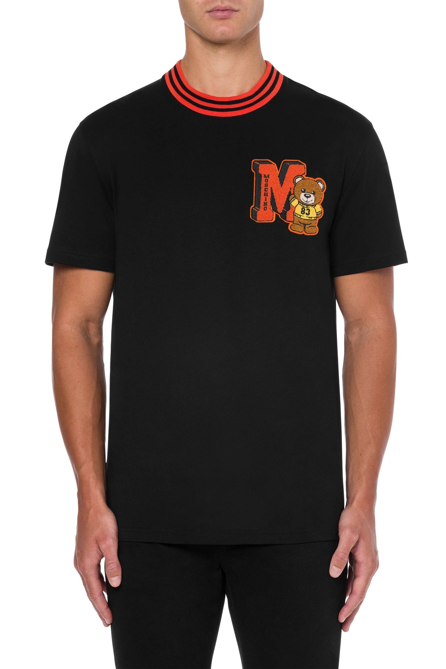 VARSITY TEDDY BEAR ORGANIC JERSEY T-SHIRT BLACK 1