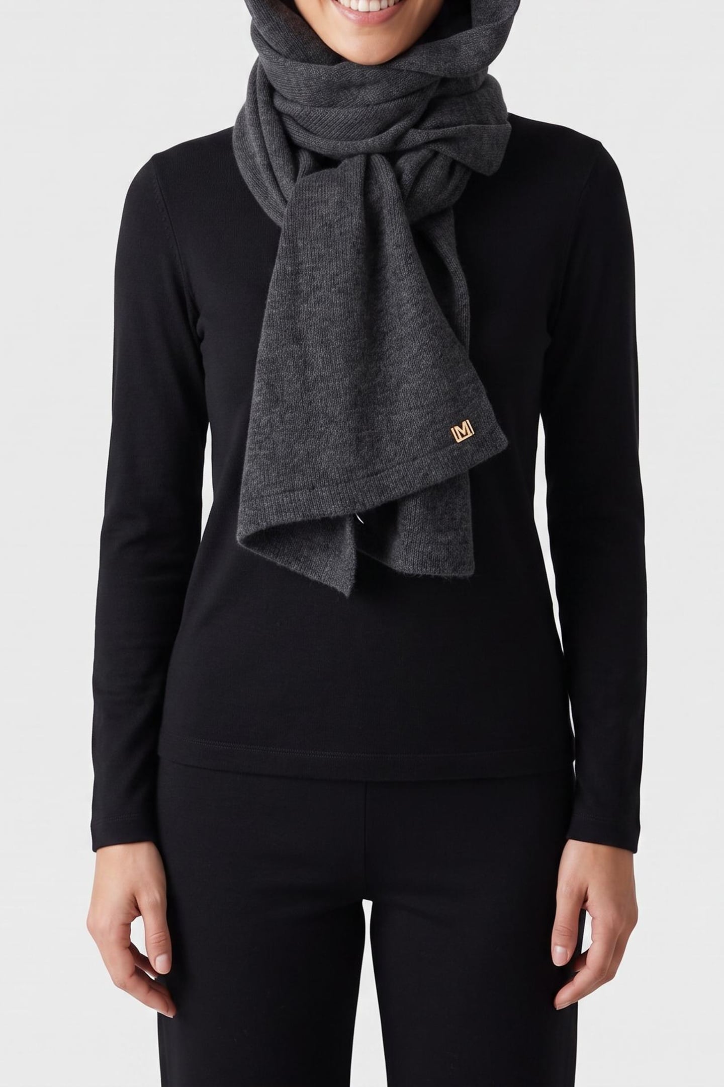 AFRAH HOODIE SCARF S DARK COAL HEATHER M9 1