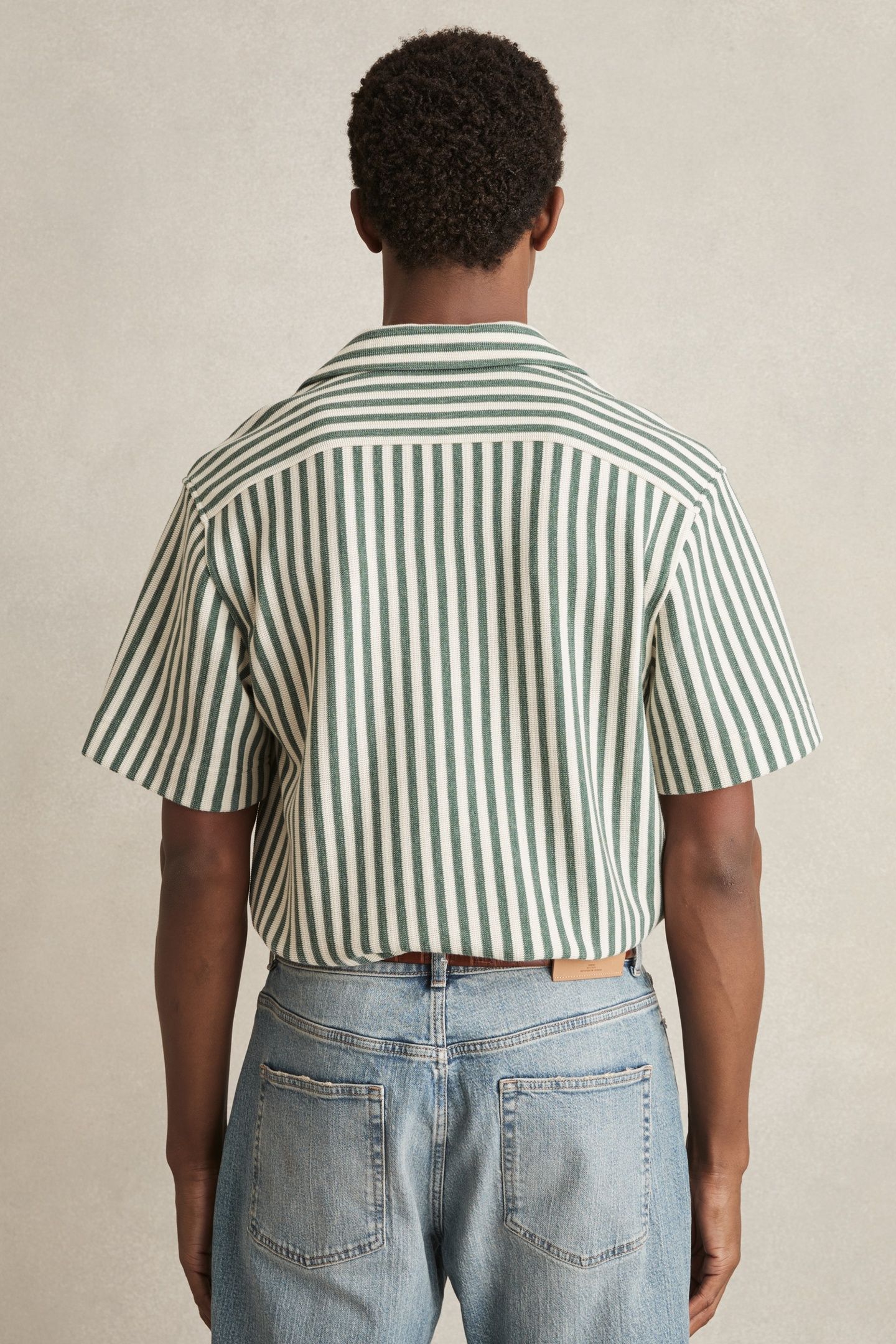 SS TEXTURED STRIPE CUBAN SHIRT GREEN/WHITE 2