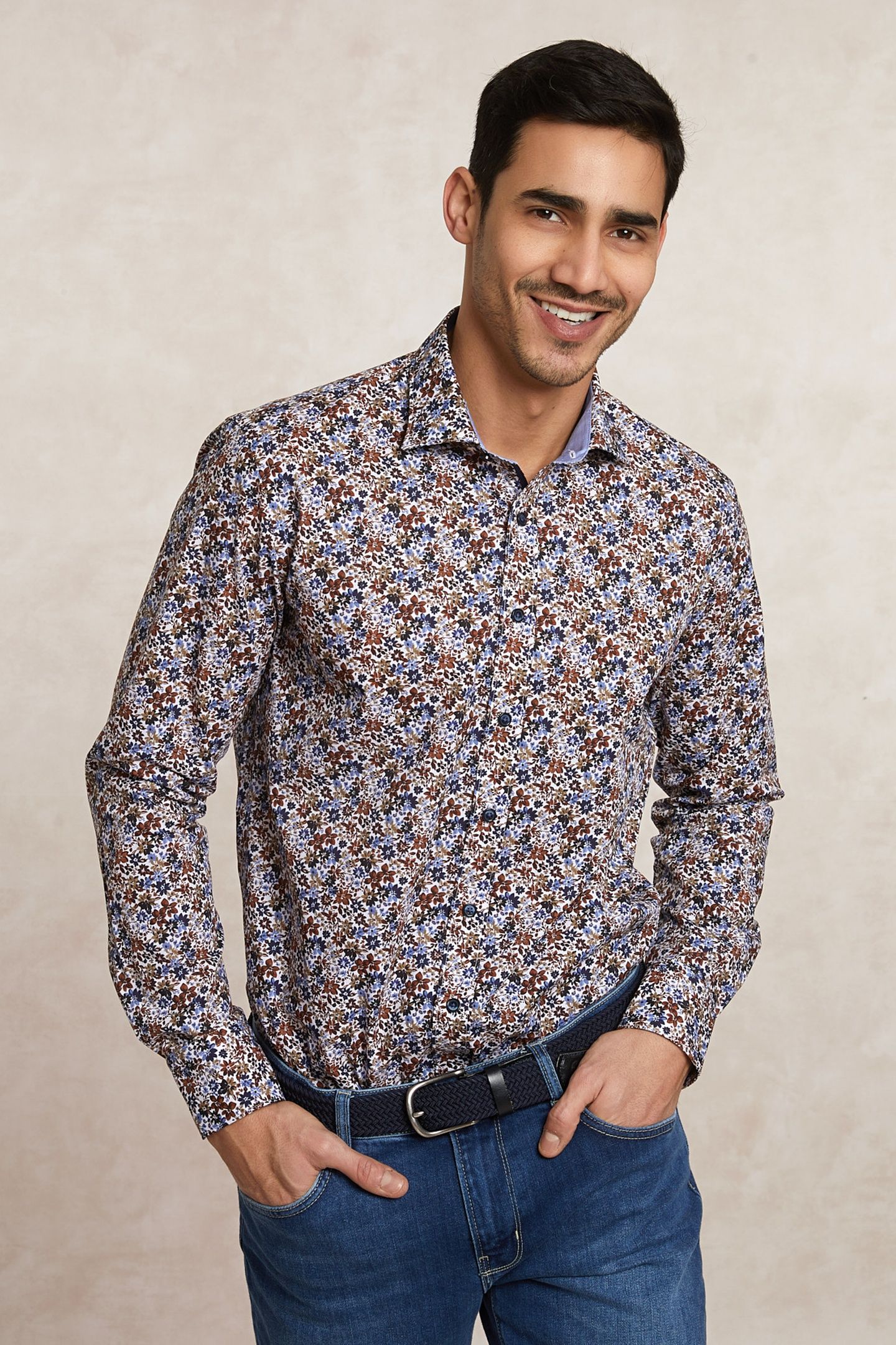CUSTOM FIT COTTON FLORAL SHIRT MULTI 3