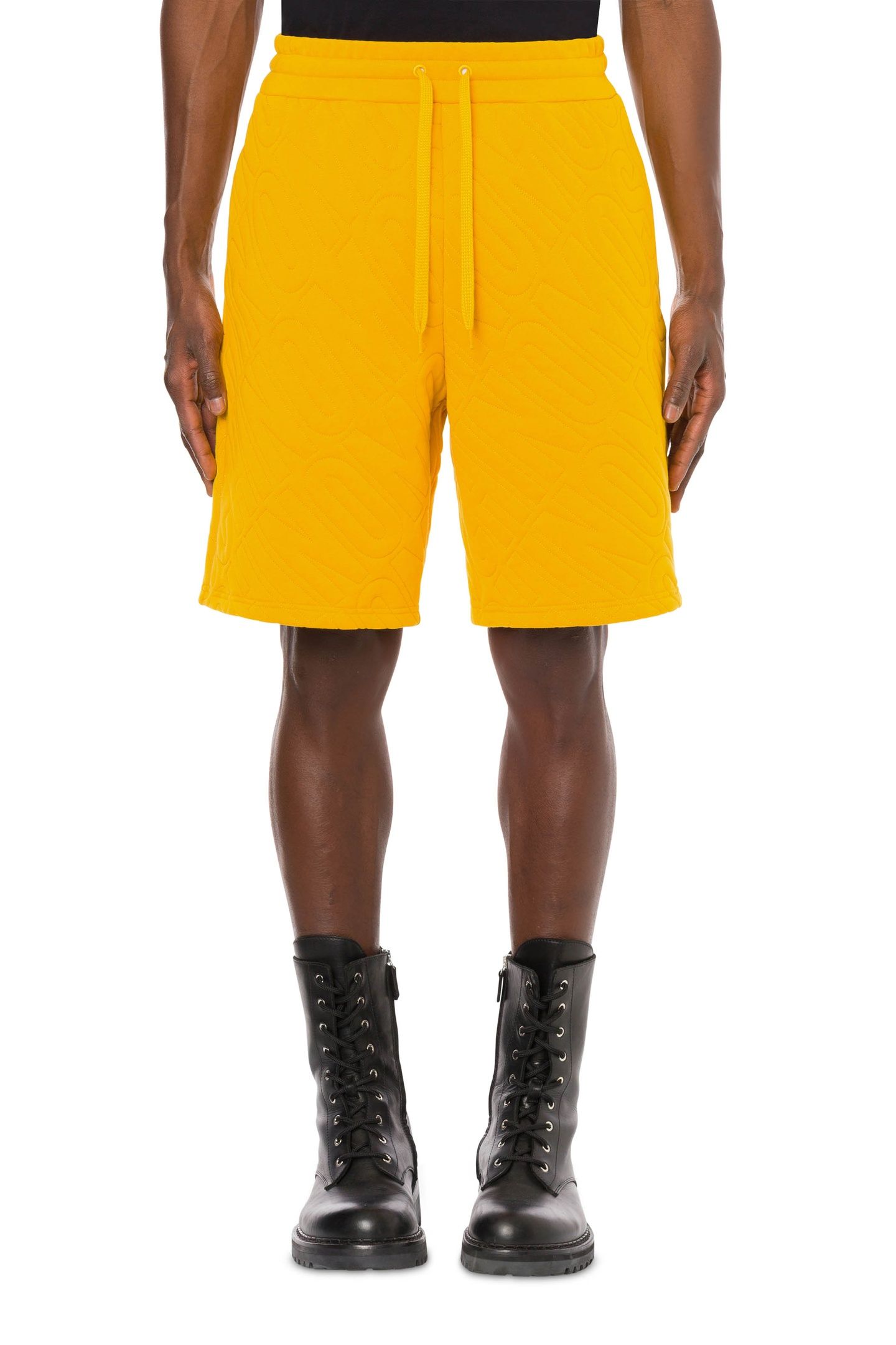 ORGANIC FLEECE BERMUDA SHORTS QUILTED ALLOVER LOGO YELLOW 1