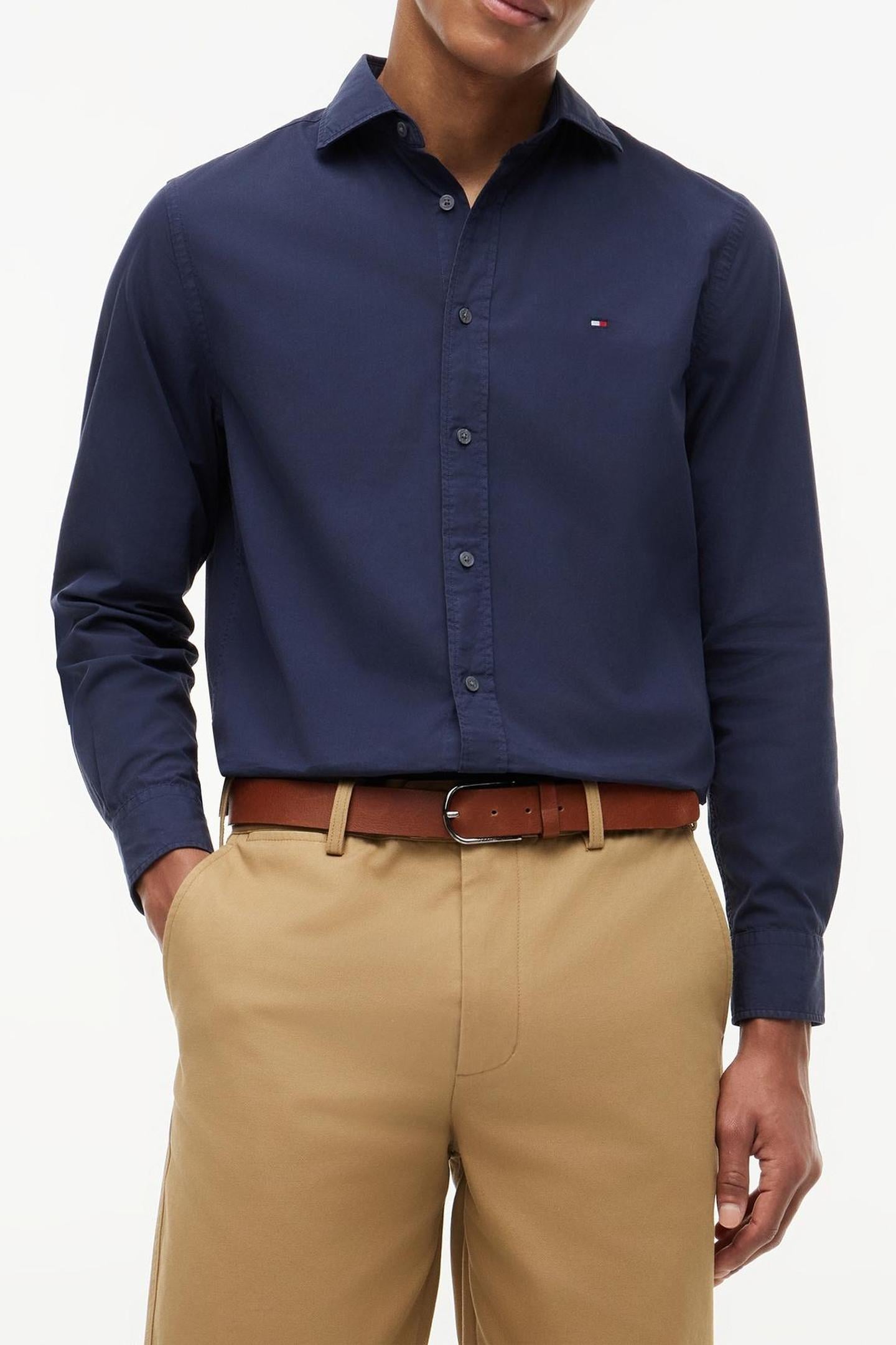 REGULAR FIT WASHED POPLIN SHIRT CARBON NAVY 3