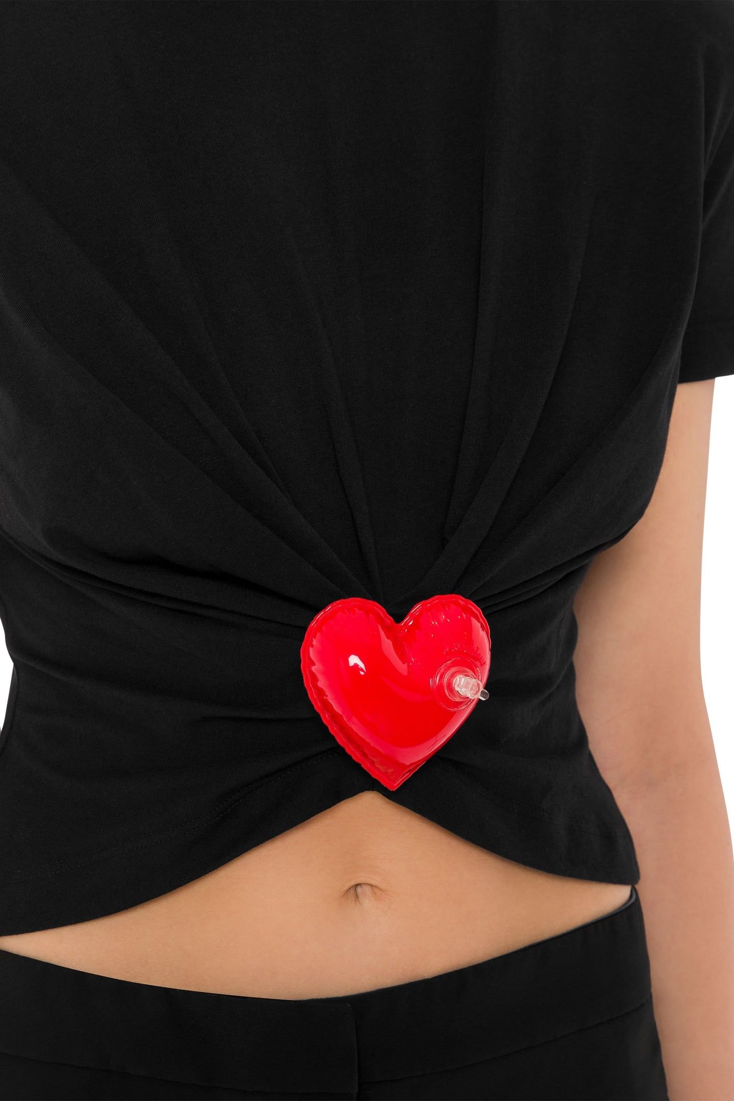 INFLATABLE HEART ORGANIC JERSEY CROPPED T-SHIRT BLACK 4