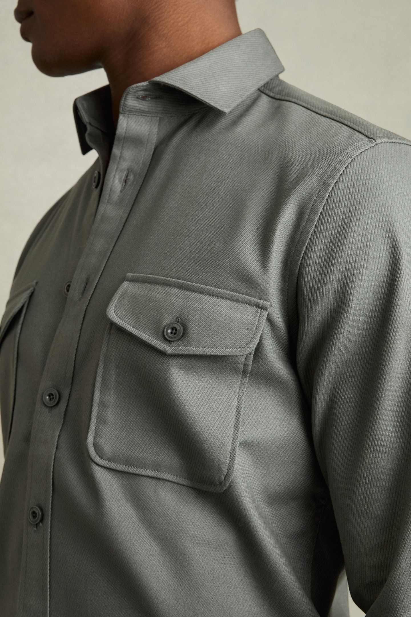 LS TWIN POCKET TEXTURED OVERSHIRT SAGE 6