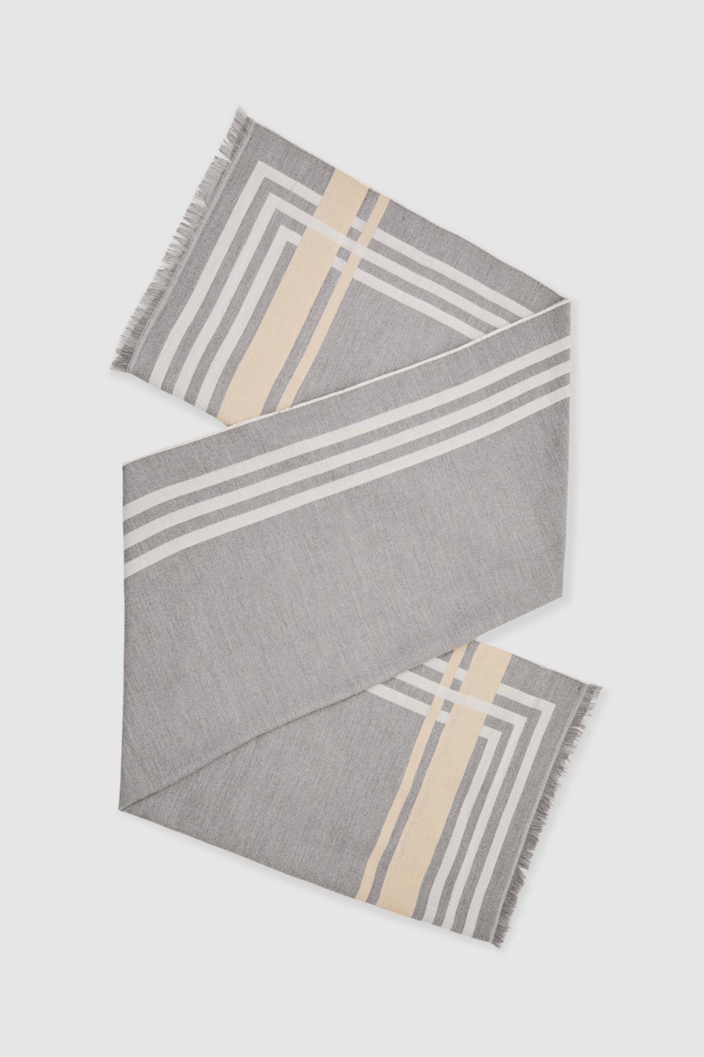 BORDER DETAIL SCARF GREY 3