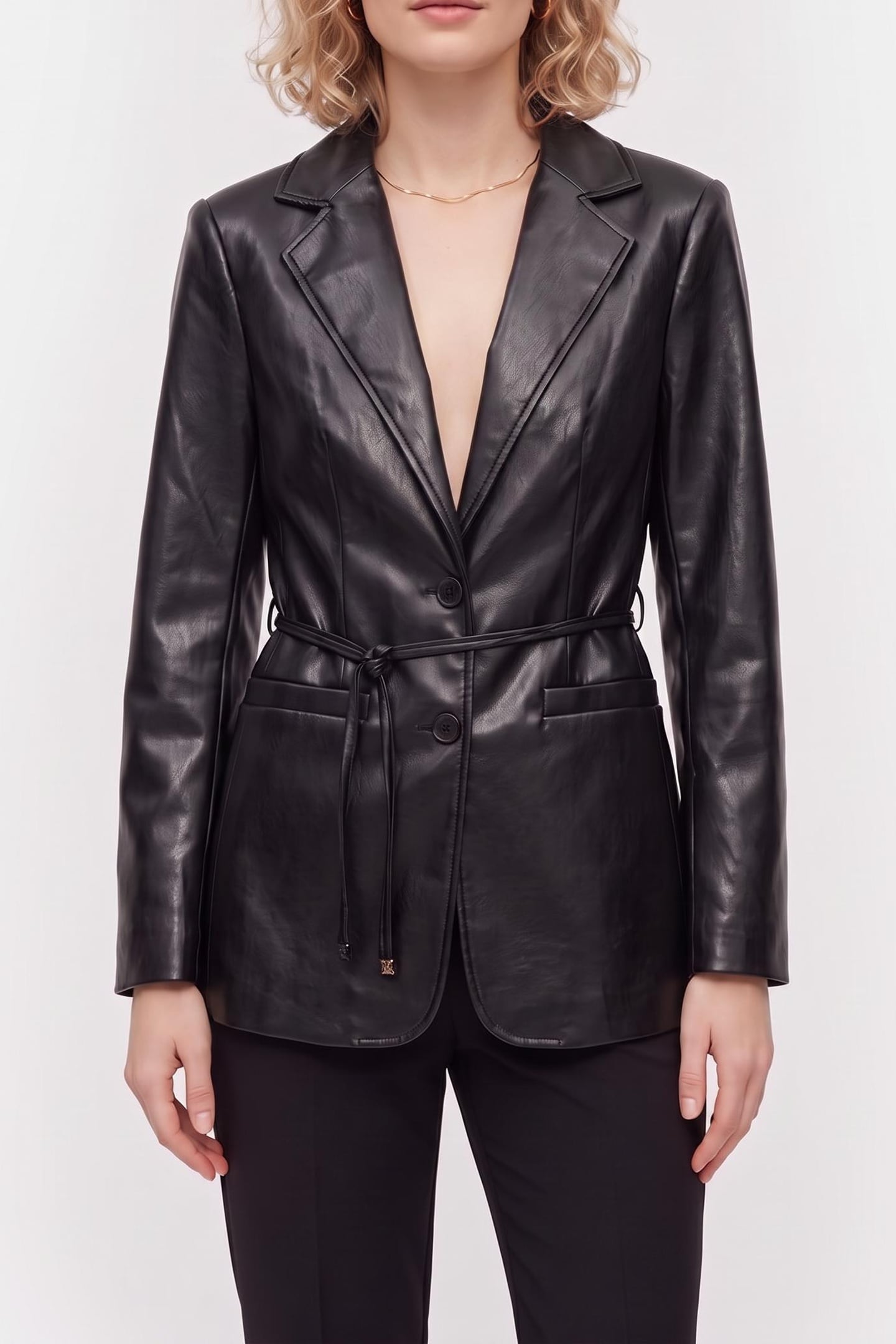 GLADYS BELTED BLAZER JET BLACK A996 1