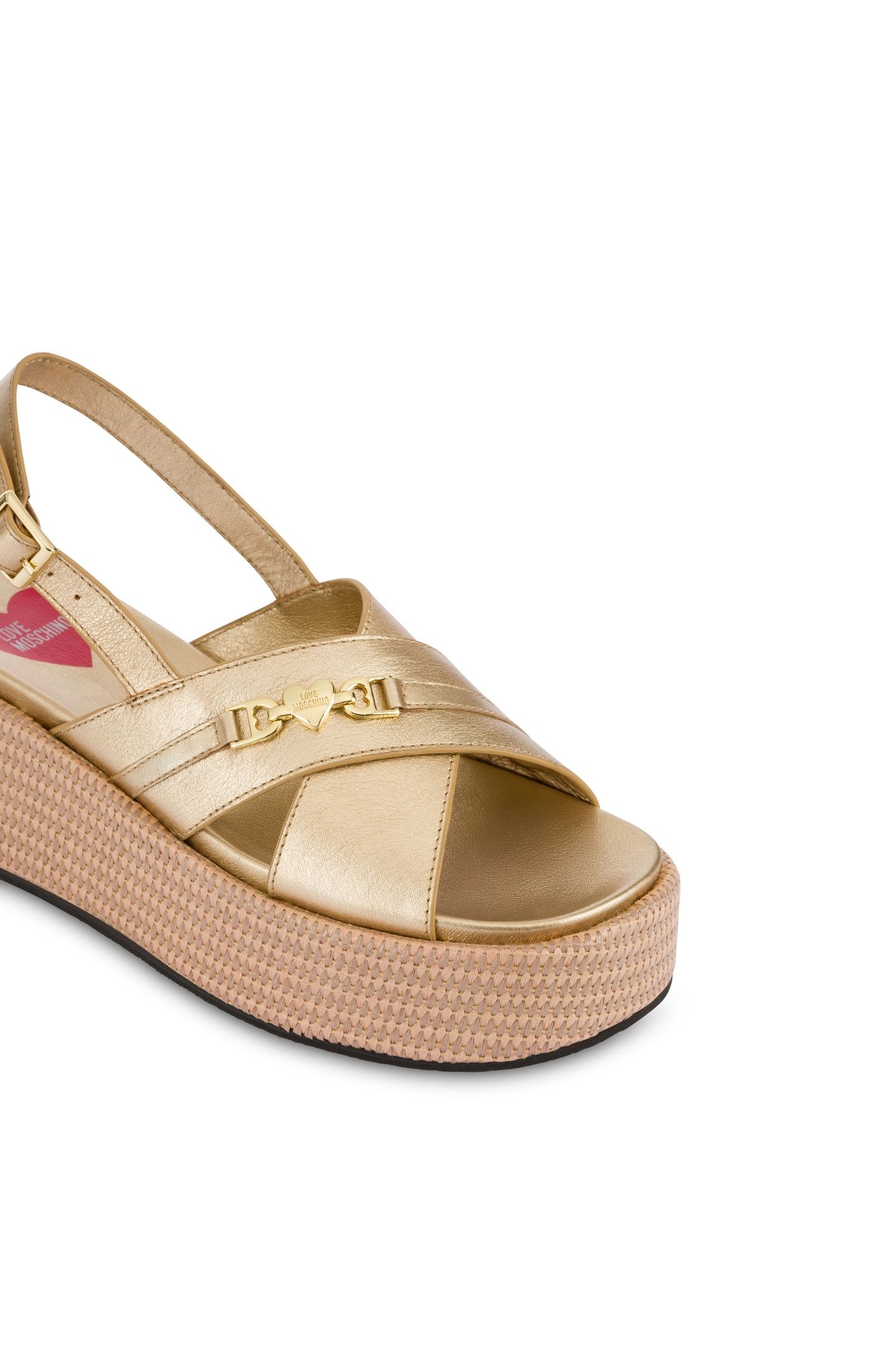 FLATFORM SANDALS IN LAMINATED NAPPA LEATHER GOLD 3