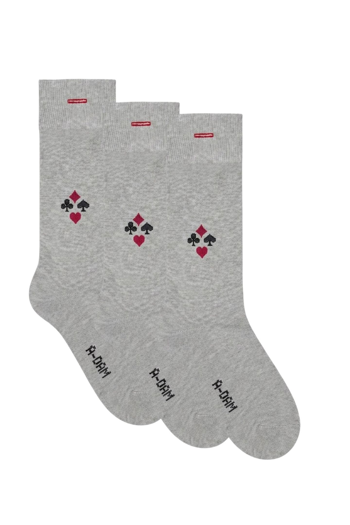 A-DAM 3-PACK CASUAL SOCKS CARD ICONS GREY MELANGE 1