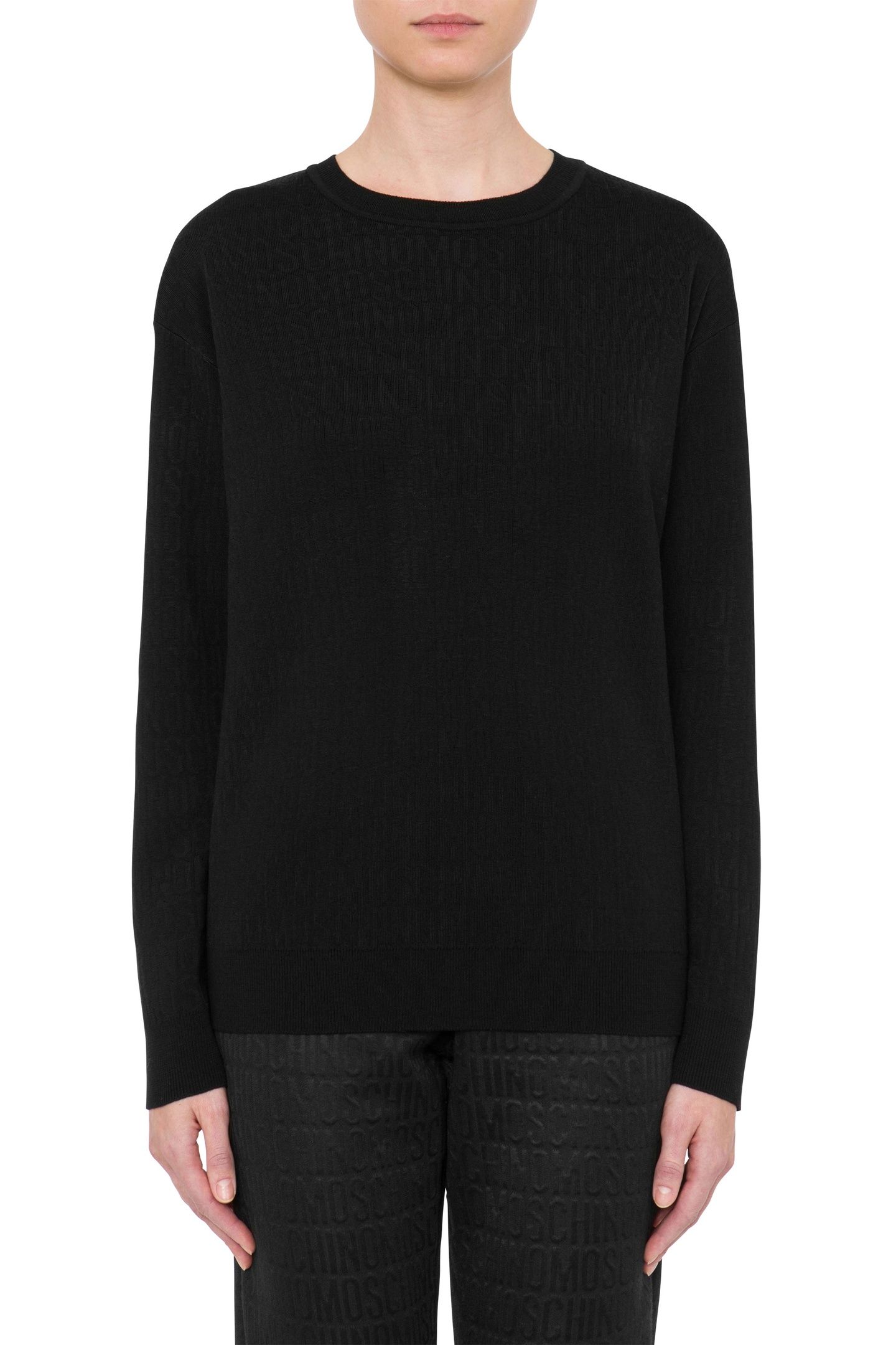 ALLOVER LOGO WOOL PULLOVER BLACK 1