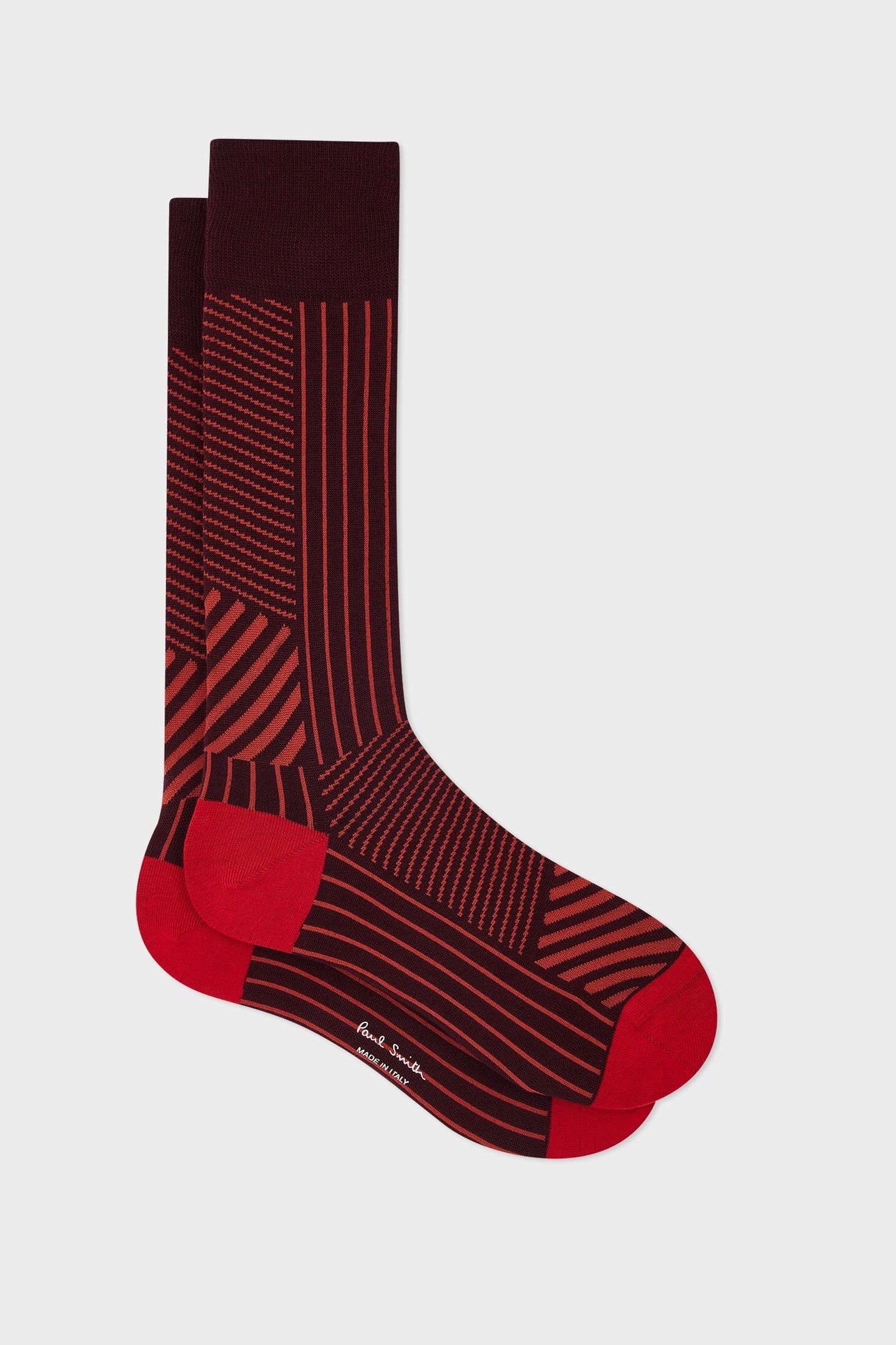 MEN SOCK GORDON STRIPE BURGUNDY/ BORDE 2