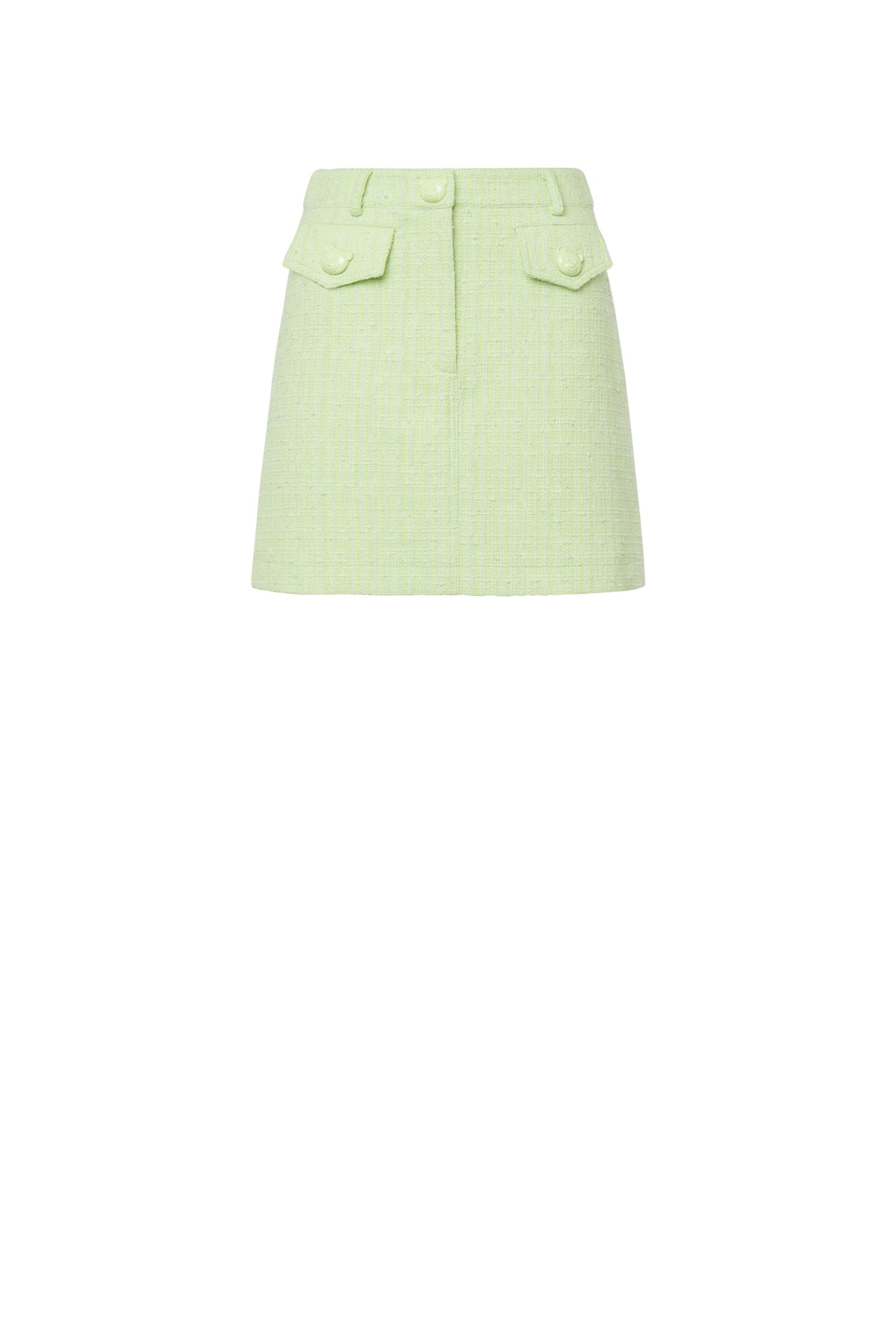 TEDDY BUTTONS TWEED MINI SKIRT GREEN 3