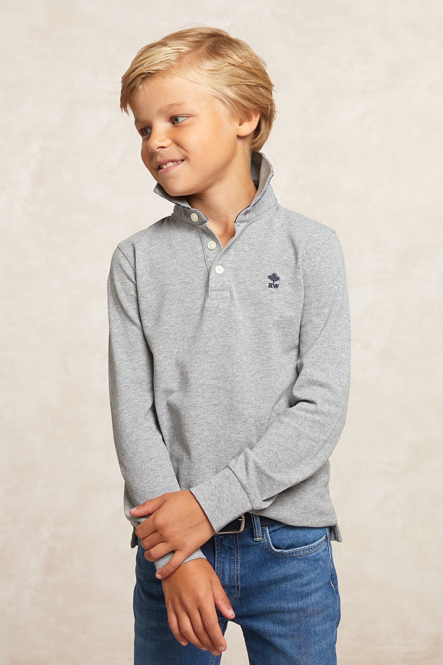 CUSTOM FIT COTTON POLO MID GREY MIX 3
