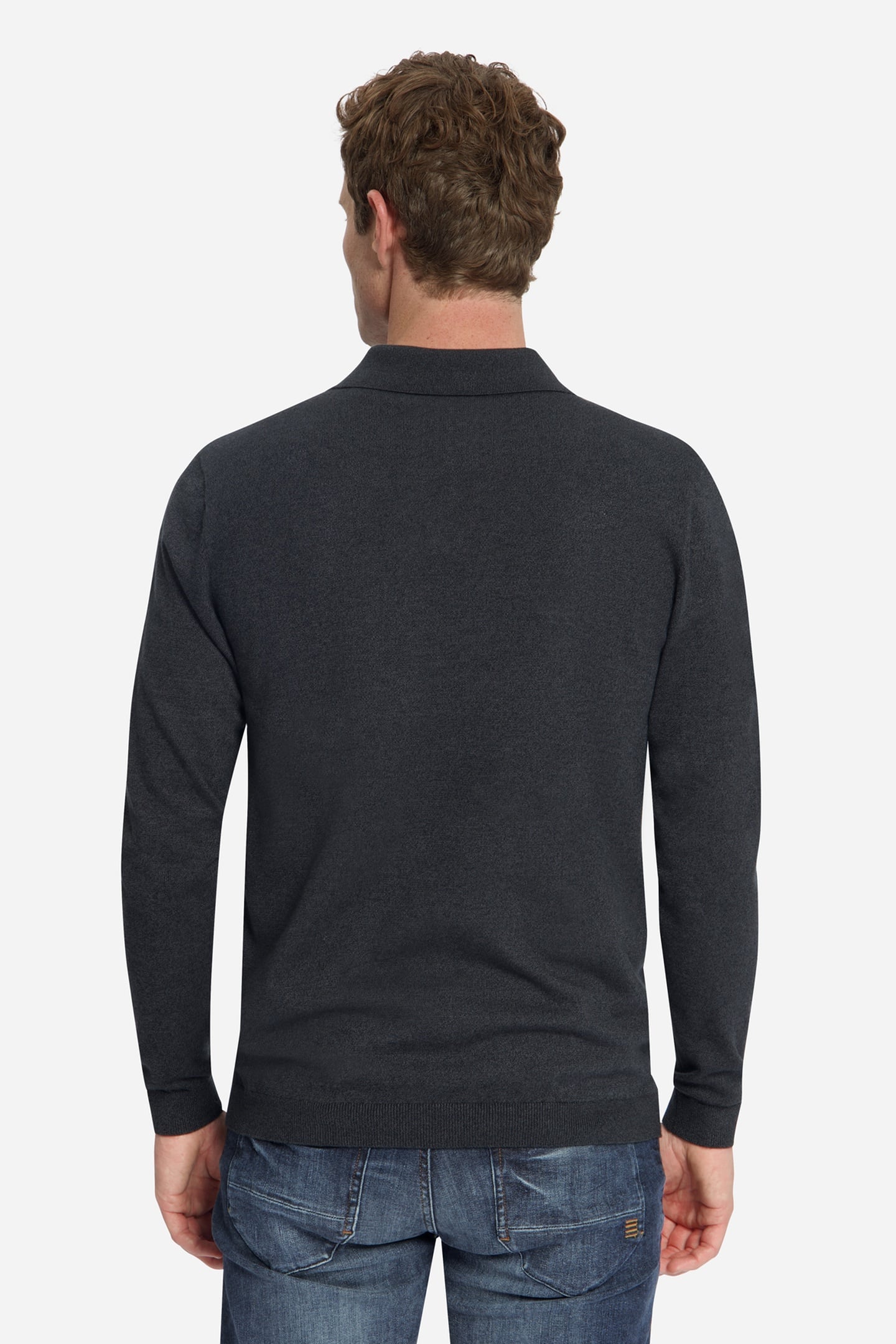 PULLOVER V POLO MELANGE DARK GREY 4