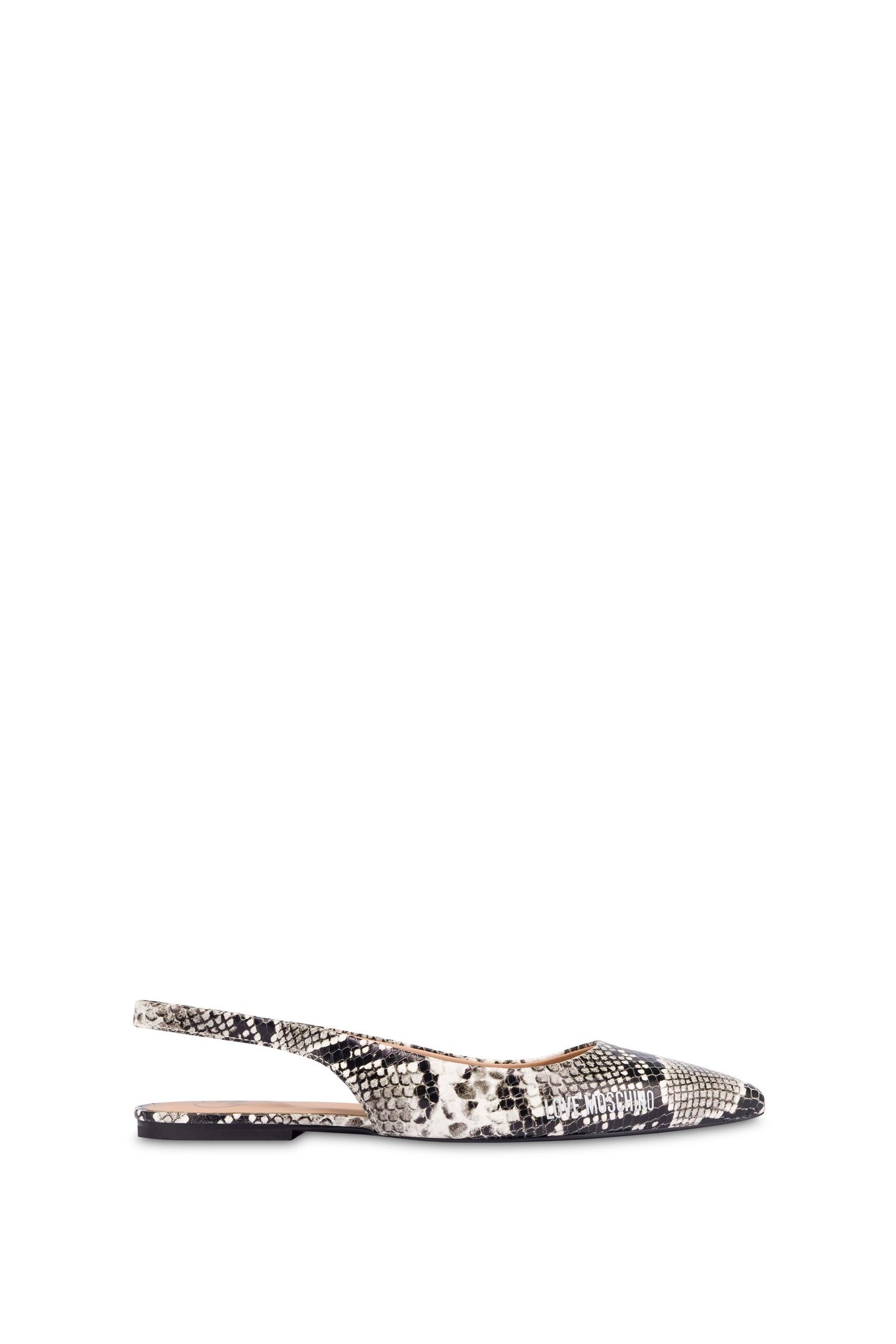 SLINGBACK BALLET FLATS IN PYTHON PRINT CALFSKIN GREY 1