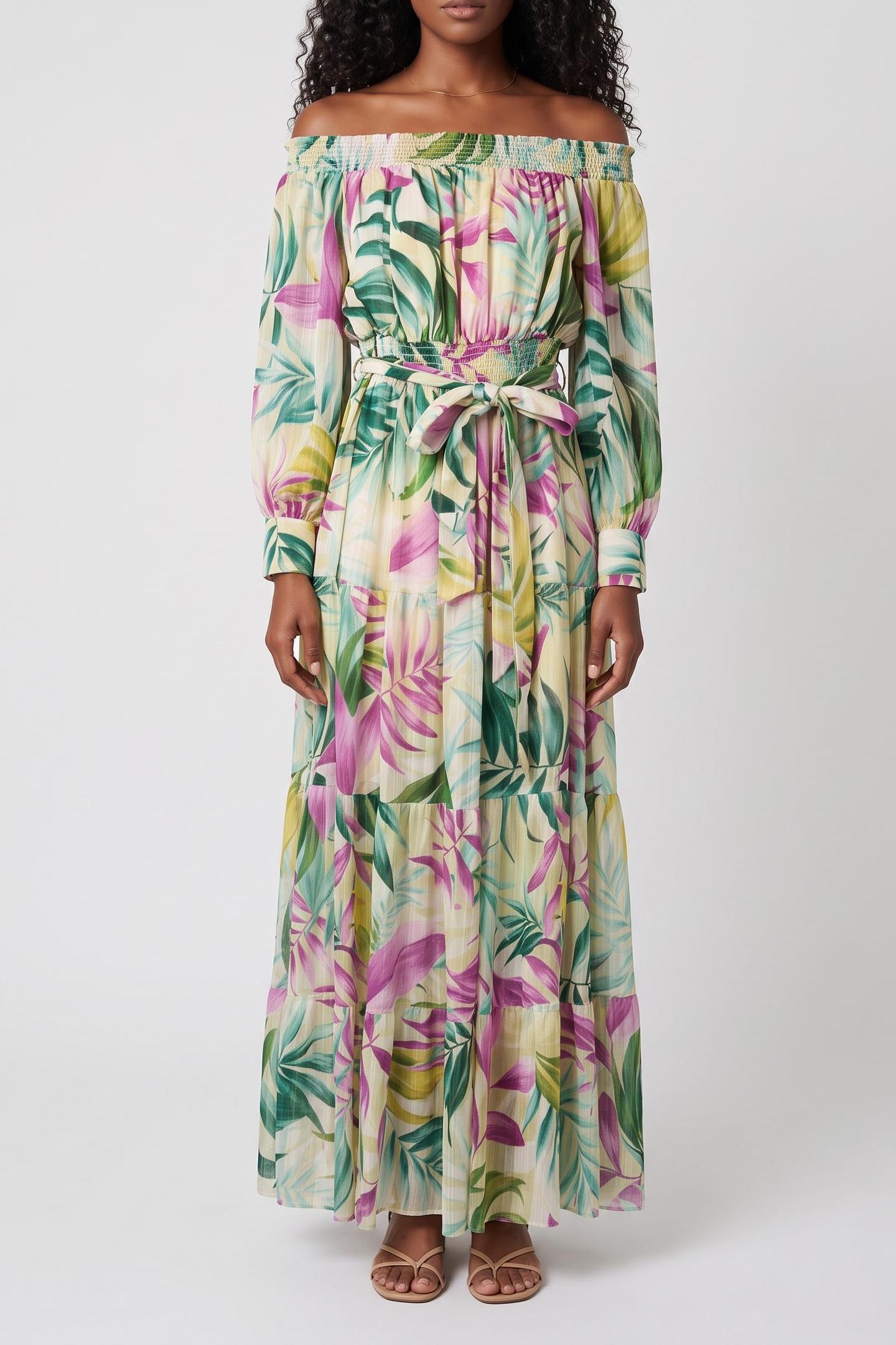 JOSEE OFF SHOULDER L TROPICAL ESCAPE PRIN 1