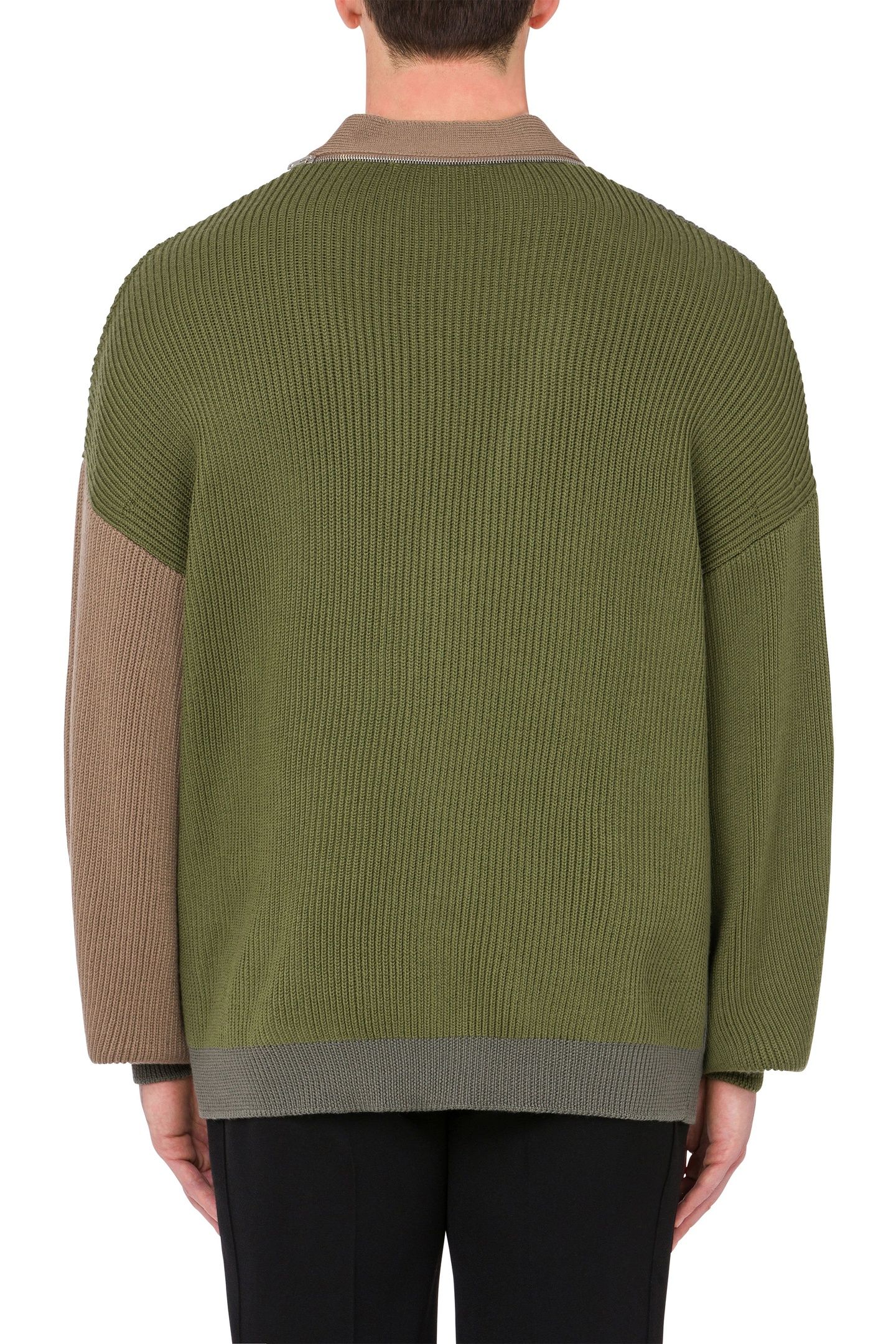RIBBED WOOL CARDIGAN WITH ZIP GREY 2