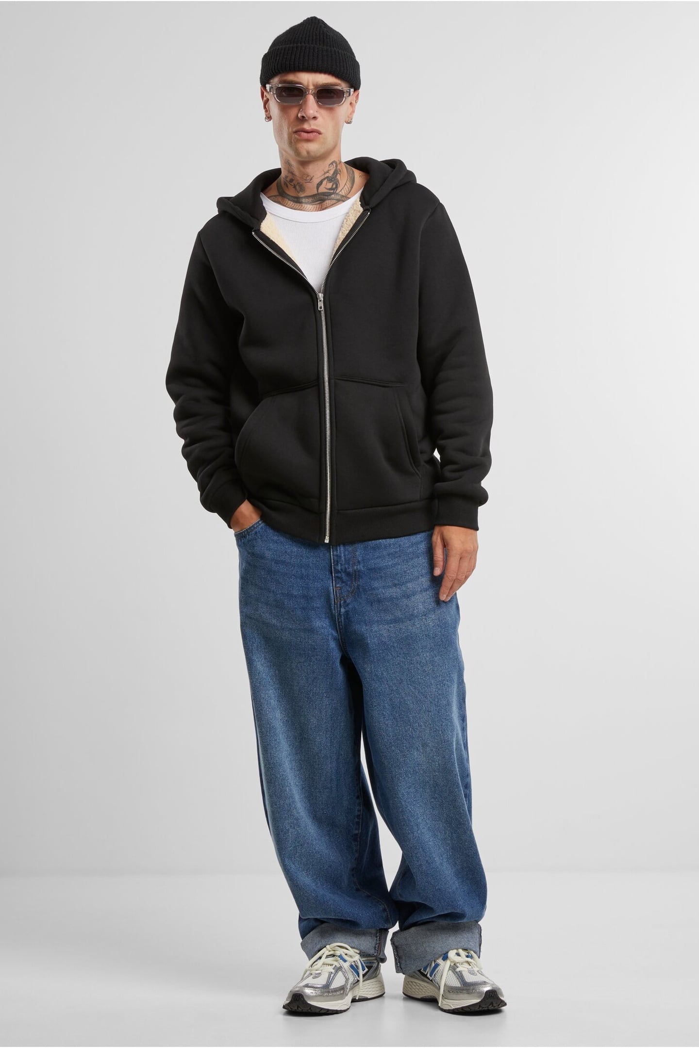 BONDED SHERPA ZIP HOODY BLACK 5