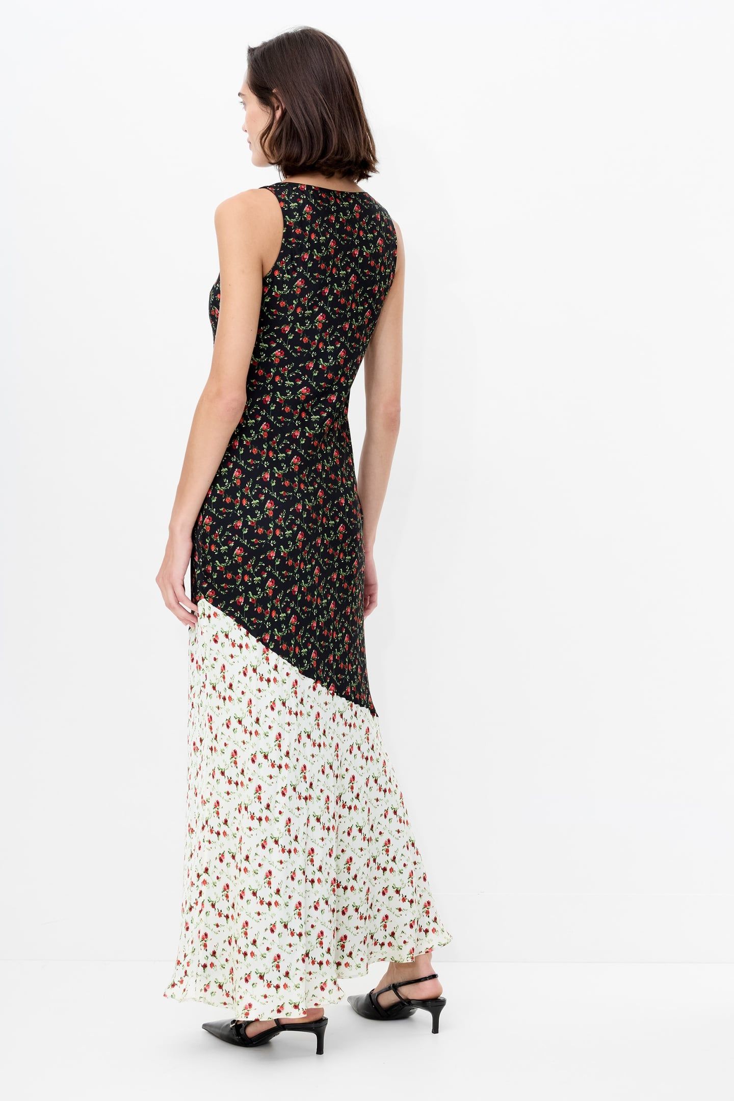 JULIA DITSY BLOOM 2 TONE MIDI BLACK/PORCELAIN CREA 3