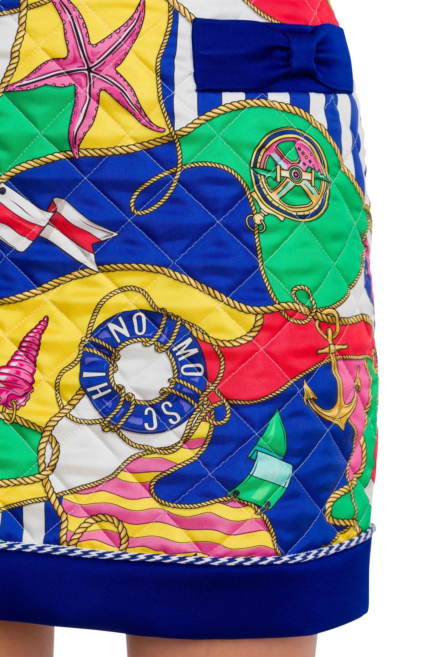ALLOVER NAUTICAL SILK TWILL MINISKIRT BLUE 4