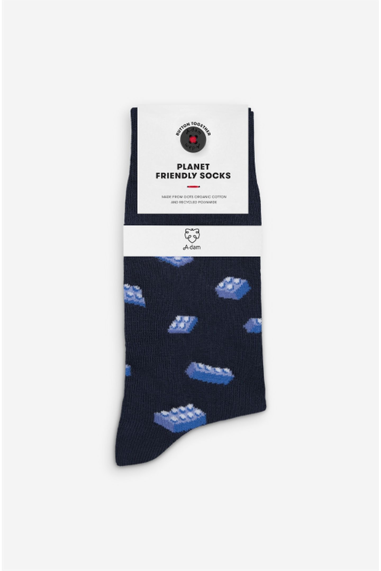 A-DAM 3-PACK CASUAL SOCKS BUILDING BLOCKS BLUE DARK NAVY 4