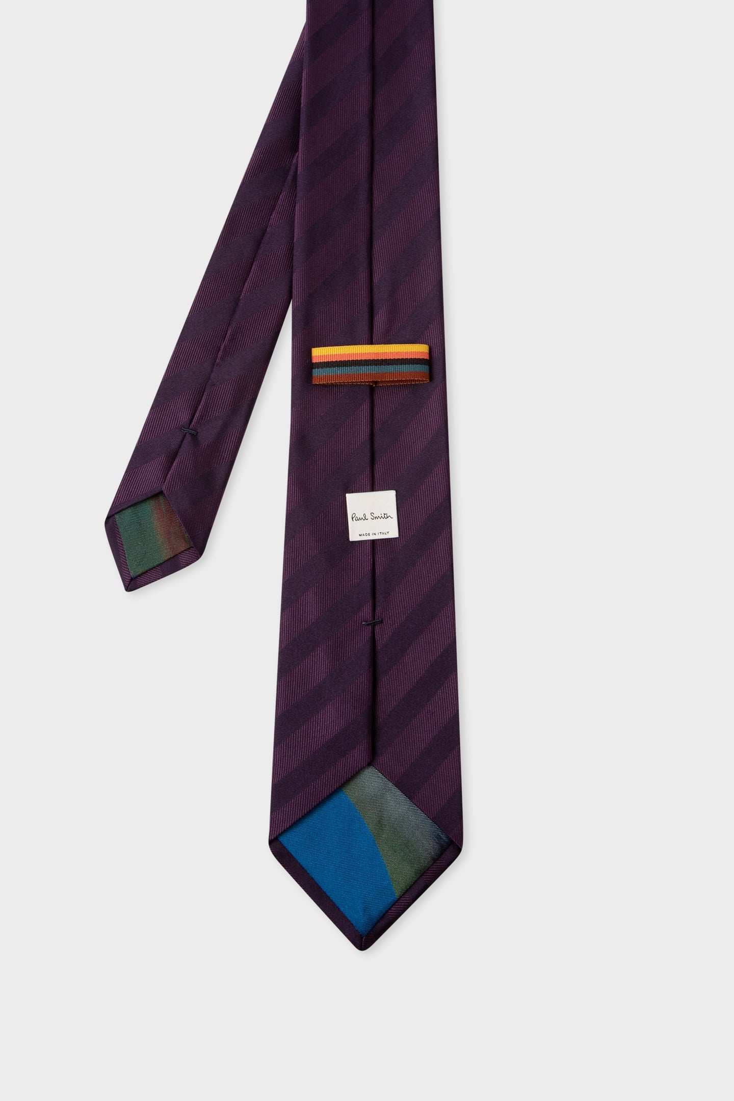 MEN TIE MONO STRIPE AUBERGINE 4