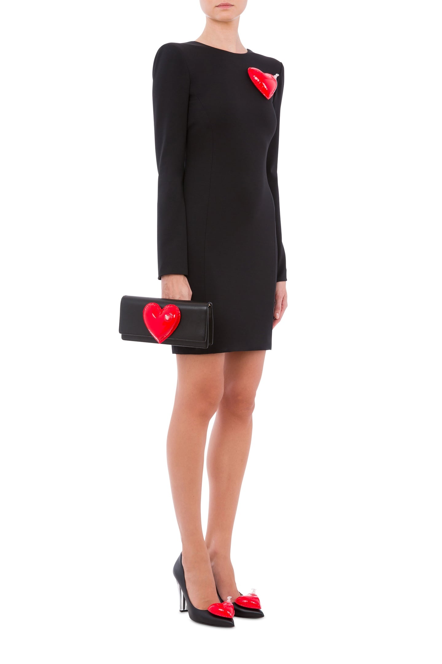 INFLATABLE HEART CALFSKIN CLUTCH BLACK 1