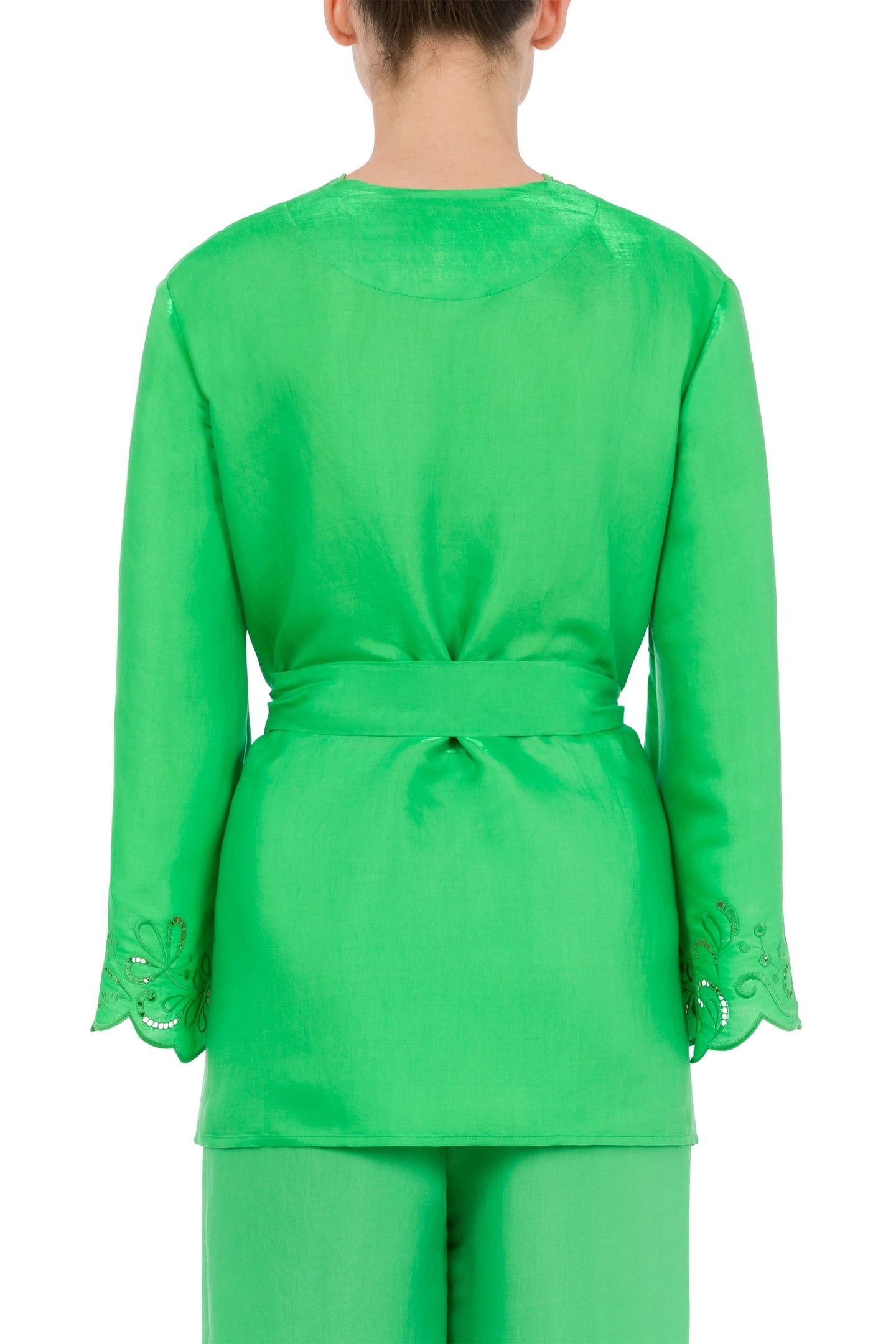 AJOUR SHIRT WITH SASH GREEN 2